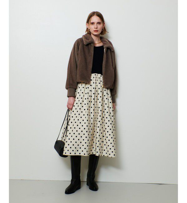 allureville「ドット柄ドッキングニットワンピース」|ワンピース|