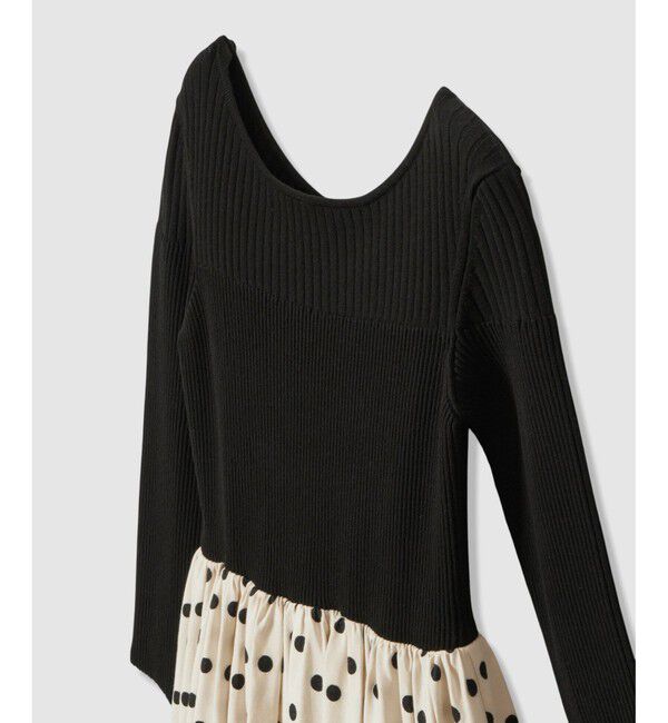 allureville「ドット柄ドッキングニットワンピース」|ワンピース|