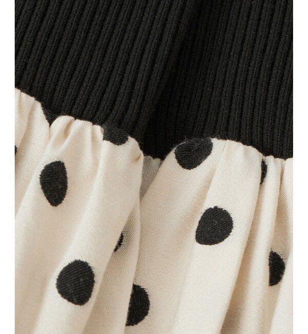 allureville「ドット柄ドッキングニットワンピース」|ワンピース|