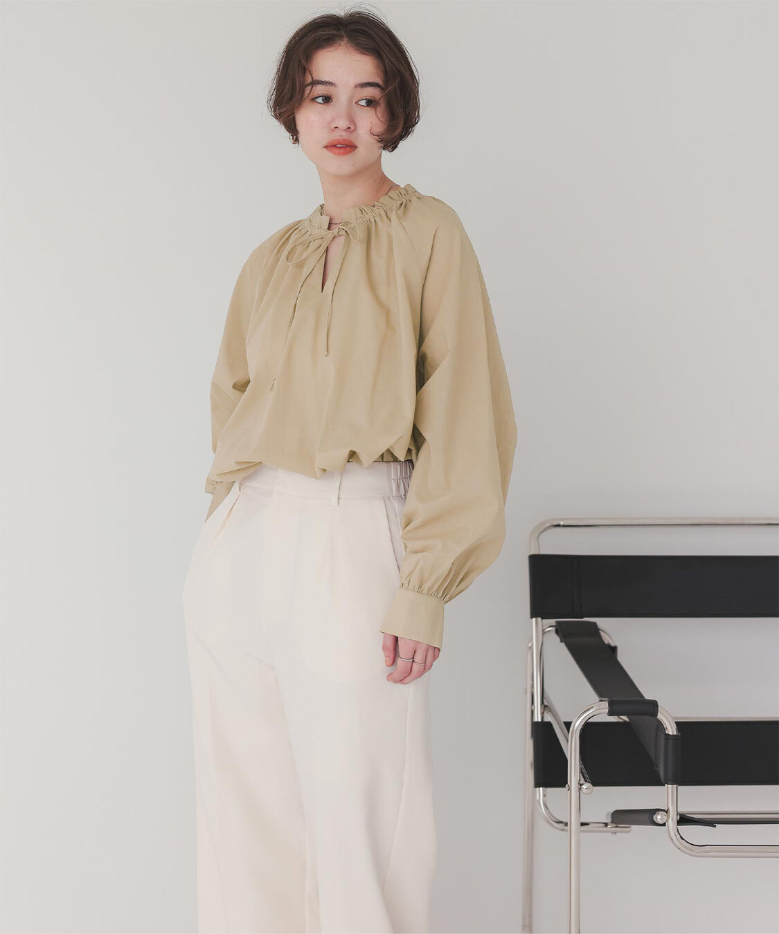 titivate「リボン付きAラインギャザーブラウス」|シャツ・ブラウス|