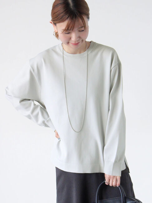 Lugnoncure「無地/柄アソート無撚糸クルーネックニット」|ニット・セーター|グレー