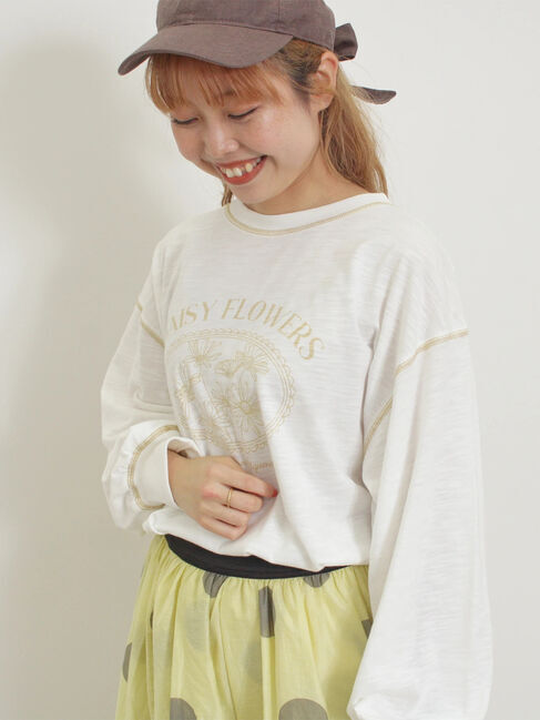 Samansa Mos2「配色ステッチプリントアソートロングTシャツ」|Tシャツ・カットソー|