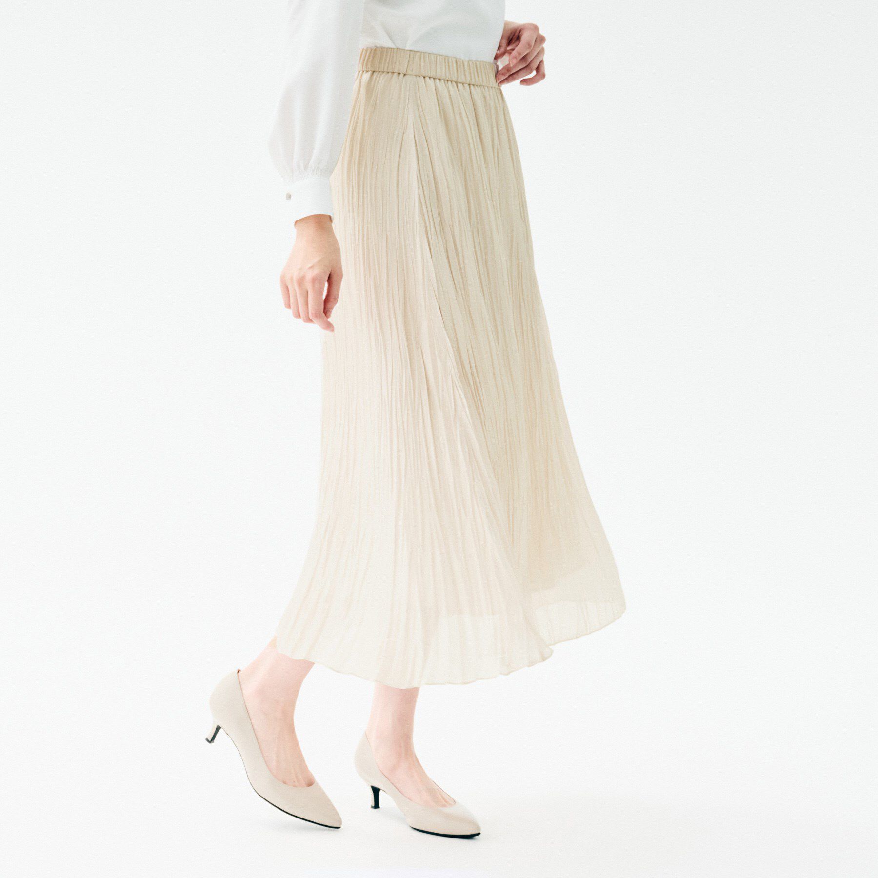 UNTITLED「【ウエストゴム/洗える/シアー】シャイニープリーツスカート」|スカート|