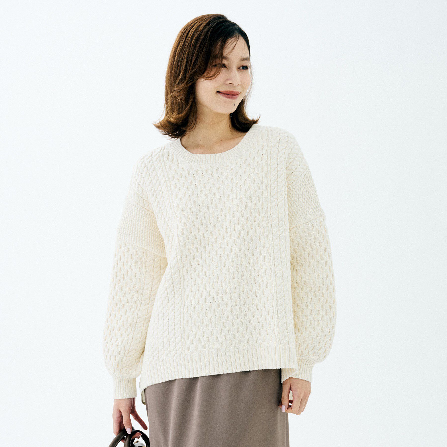 UNTITLED「【TORRAZZO DONNA】ドッキングニットトップス」|ニット・セーター|アイボリー(004)