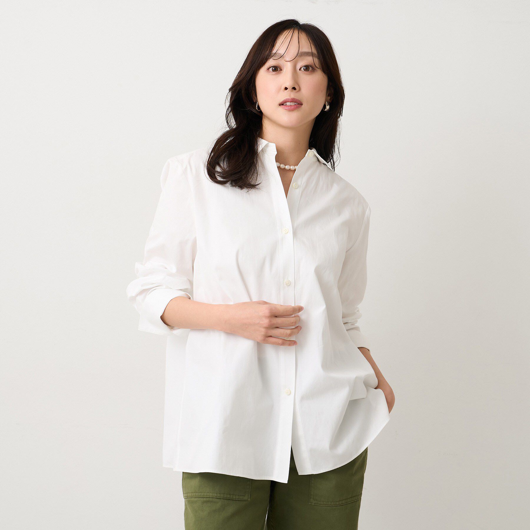 UNTITLED「【コットン100/洗える】コットンブロードAラインシャツ」|シャツ・ブラウス|