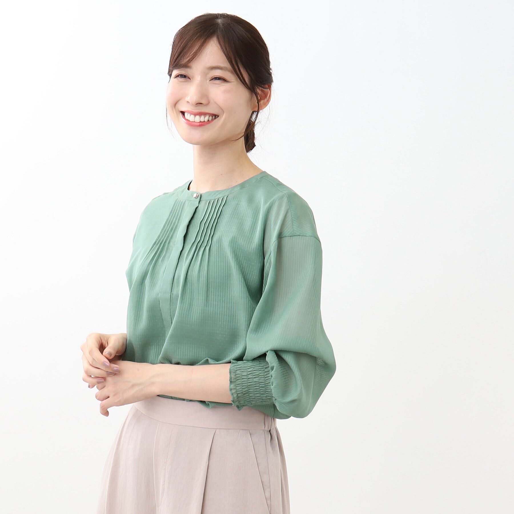 Reflect「【接触冷感／洗える】ピンタックシアーブラウス」|シャツ・ブラウス|