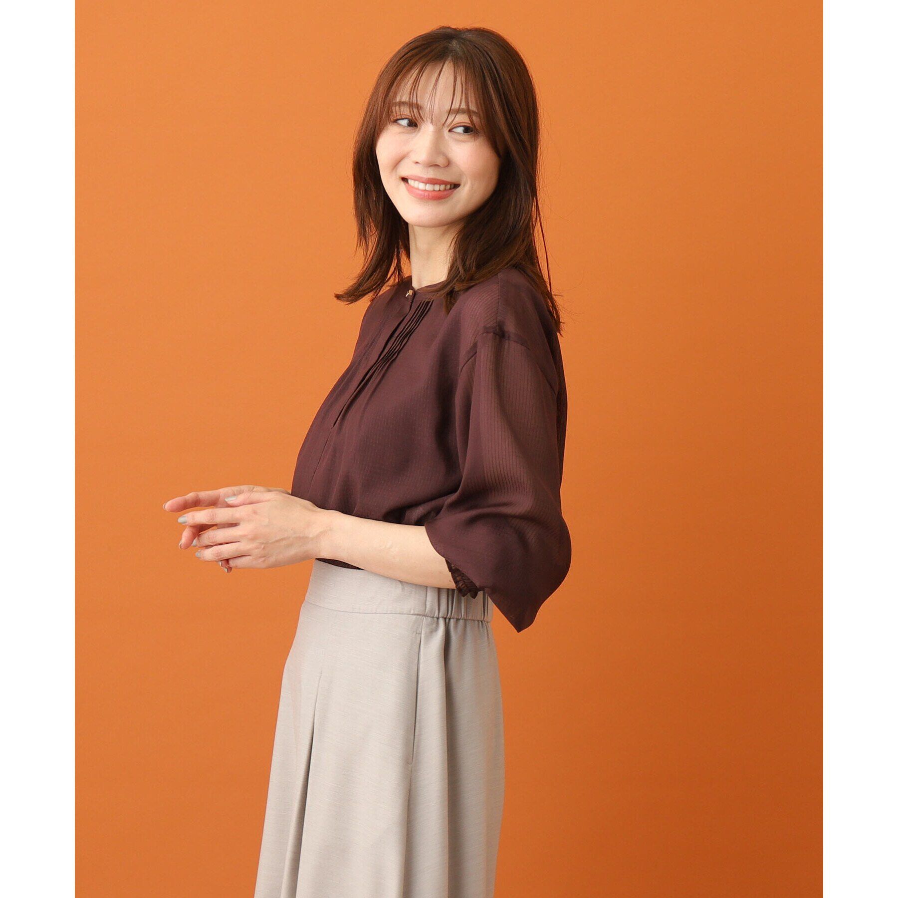 Reflect「【接触冷感／洗える】ピンタックシアーブラウス」|シャツ・ブラウス|