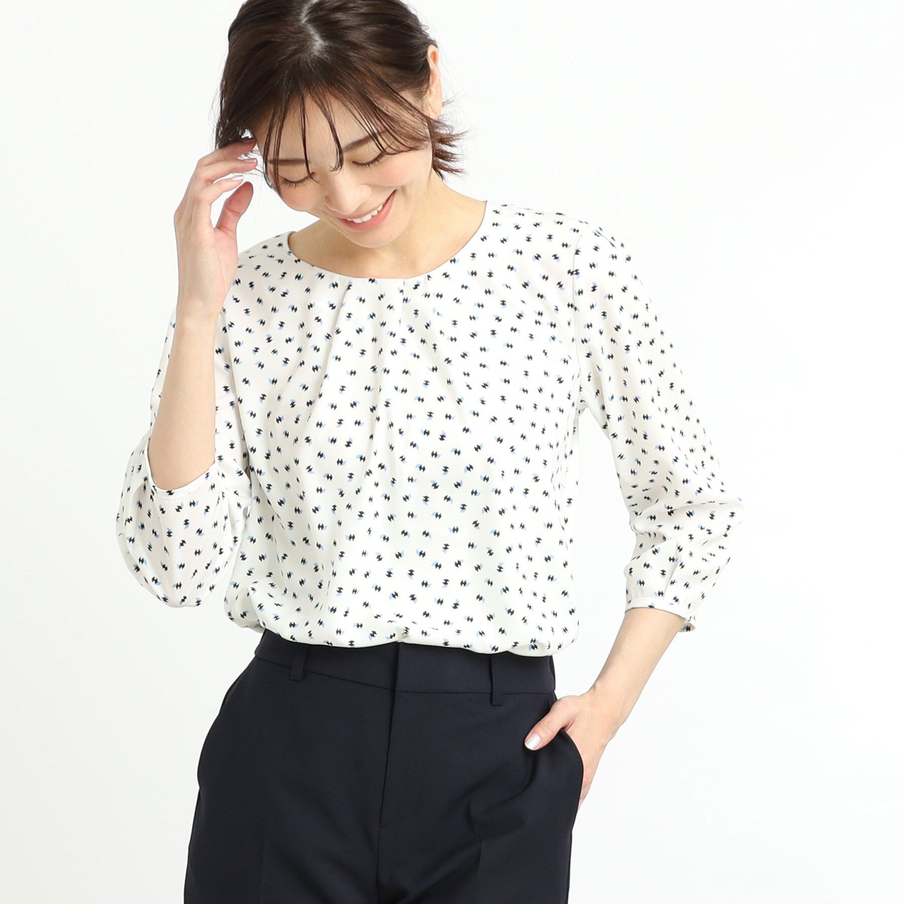 Reflect「【夏SALE／単品使いもできる】プリントブラウス着流しカーディガンニット」|カーディガン|