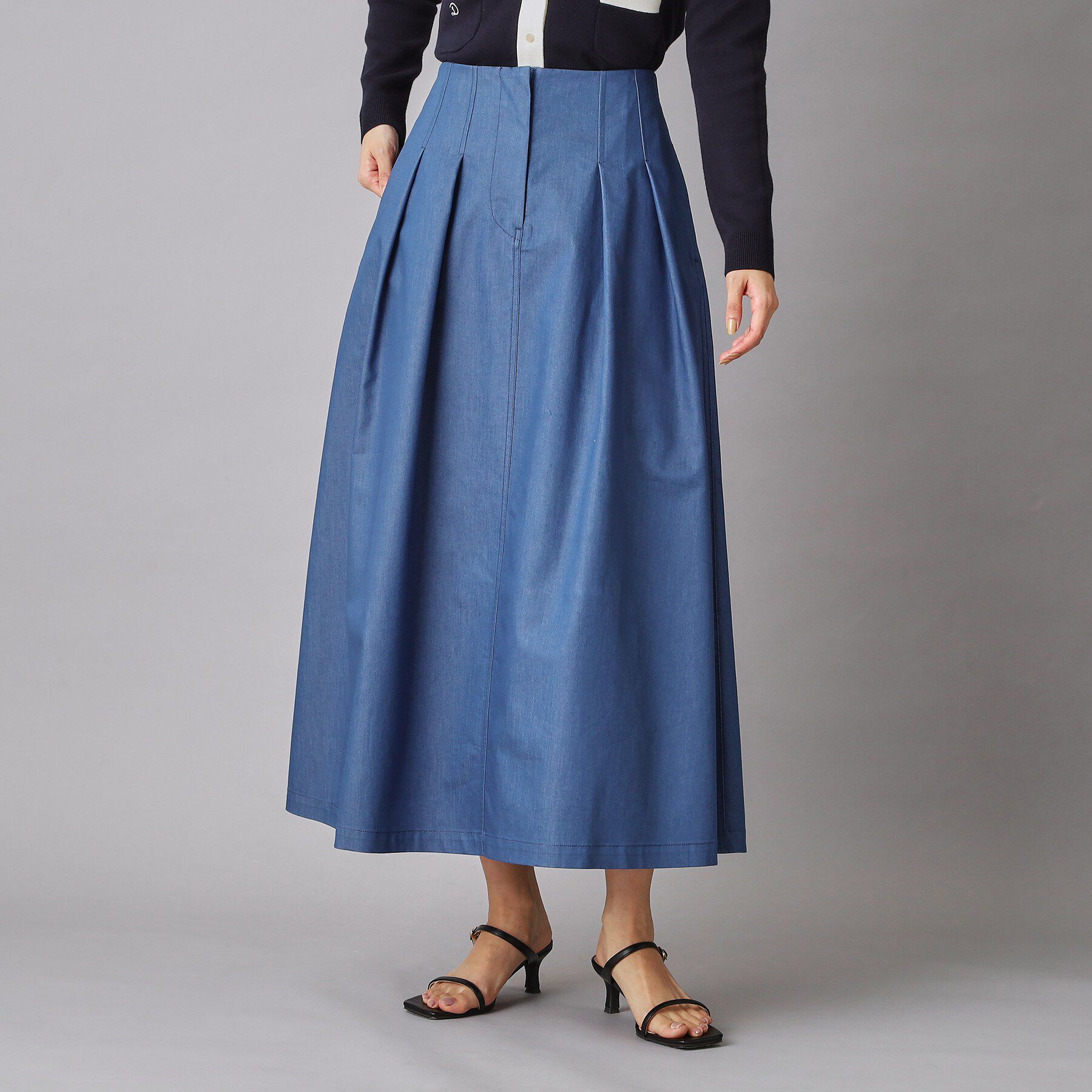 DRESSTERIOR「クールタッチタックデニムスカート」|スカート|ブルー(093)