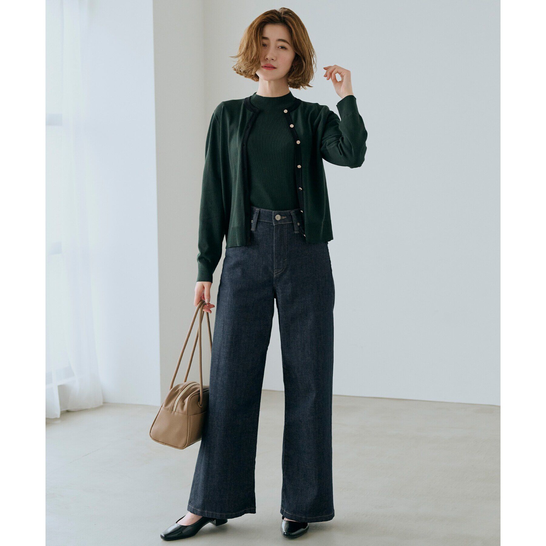 grove「RNドライタッチリブ5分袖プルオーバー」|ニット・セーター|