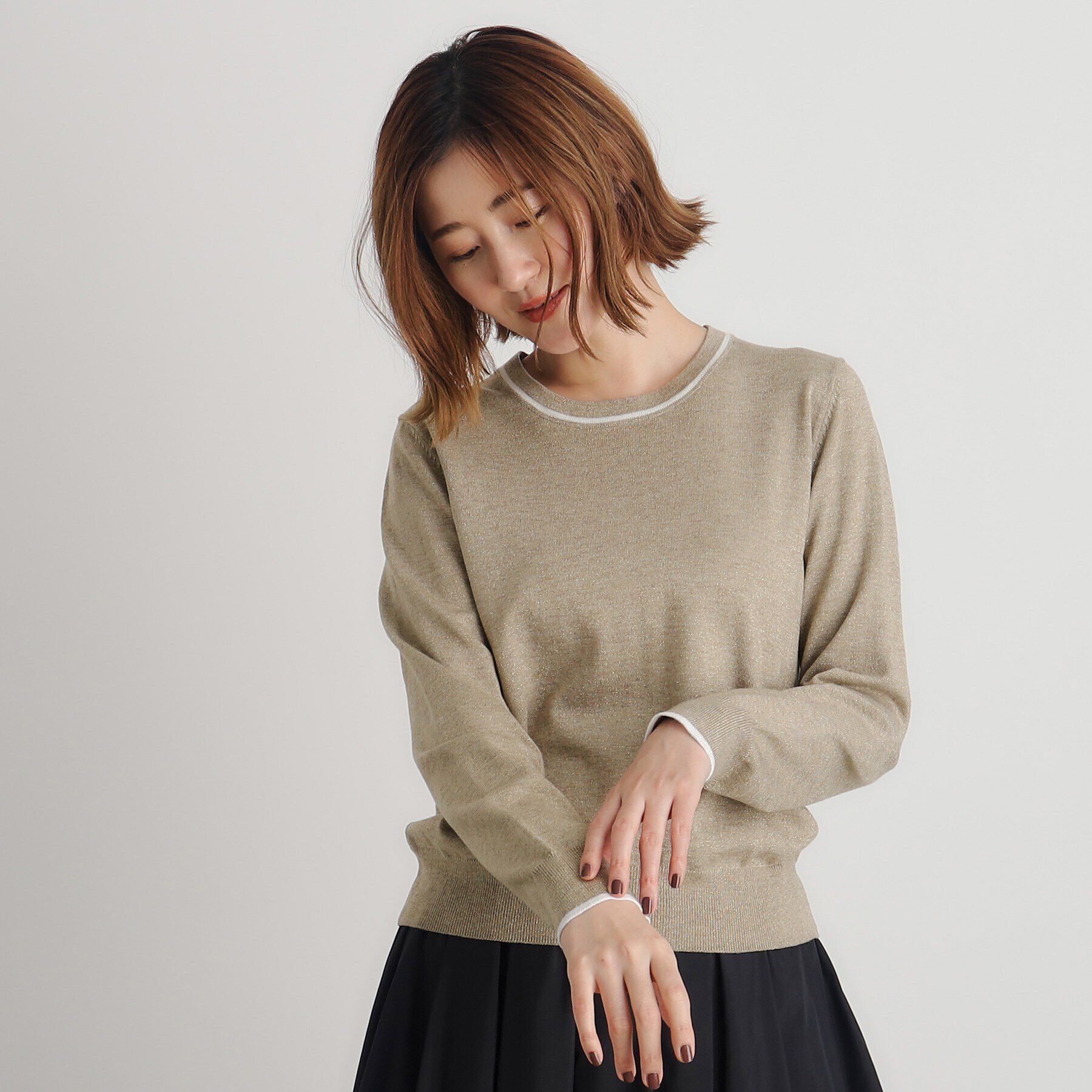 grove「ウール混ラメアンサンブル対応プルオーバー」|ニット・セーター|