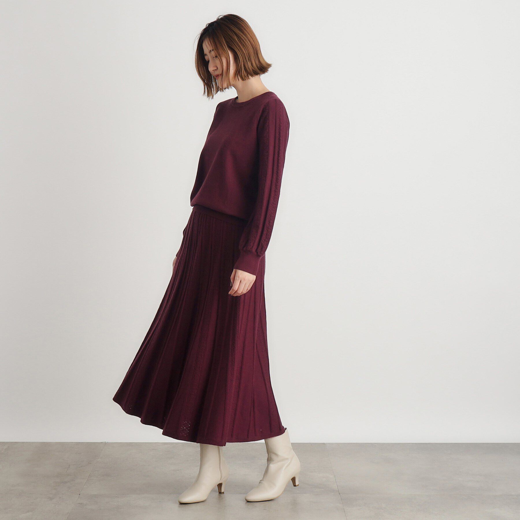 grove「SET UP対応 透かし編み柄ニットスカート」|スカート|