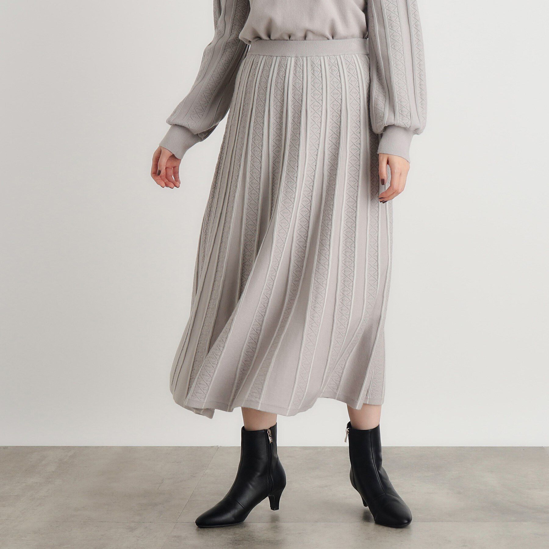grove「SET UP対応 透かし編み柄ニットスカート」|スカート|