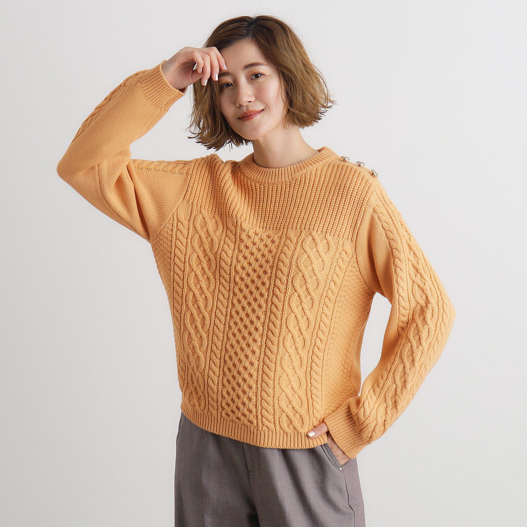 grove「編地切替ケーブルニット」|ニット・セーター|