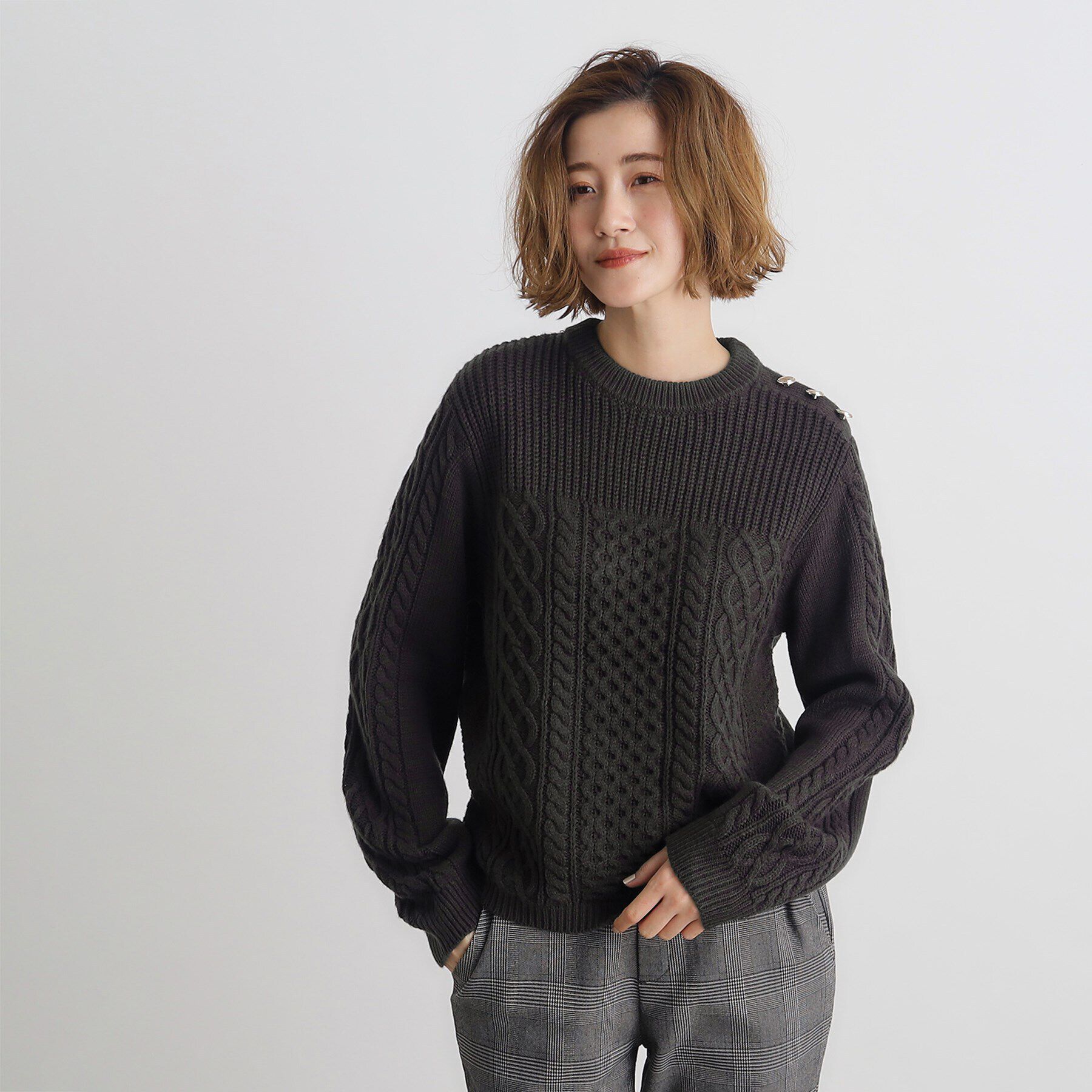 grove「編地切替ケーブルニット」|ニット・セーター|