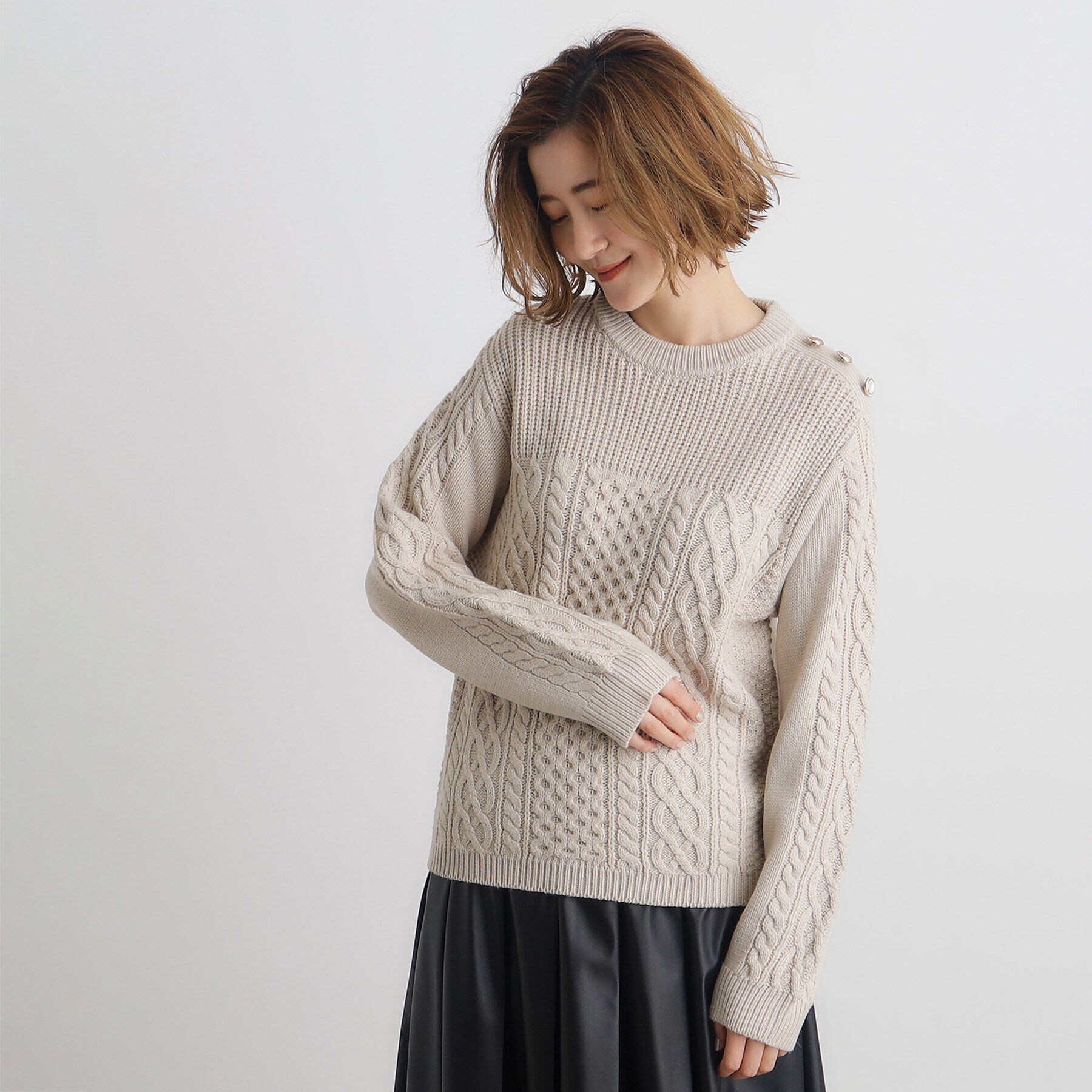 grove「編地切替ケーブルニット」|ニット・セーター|