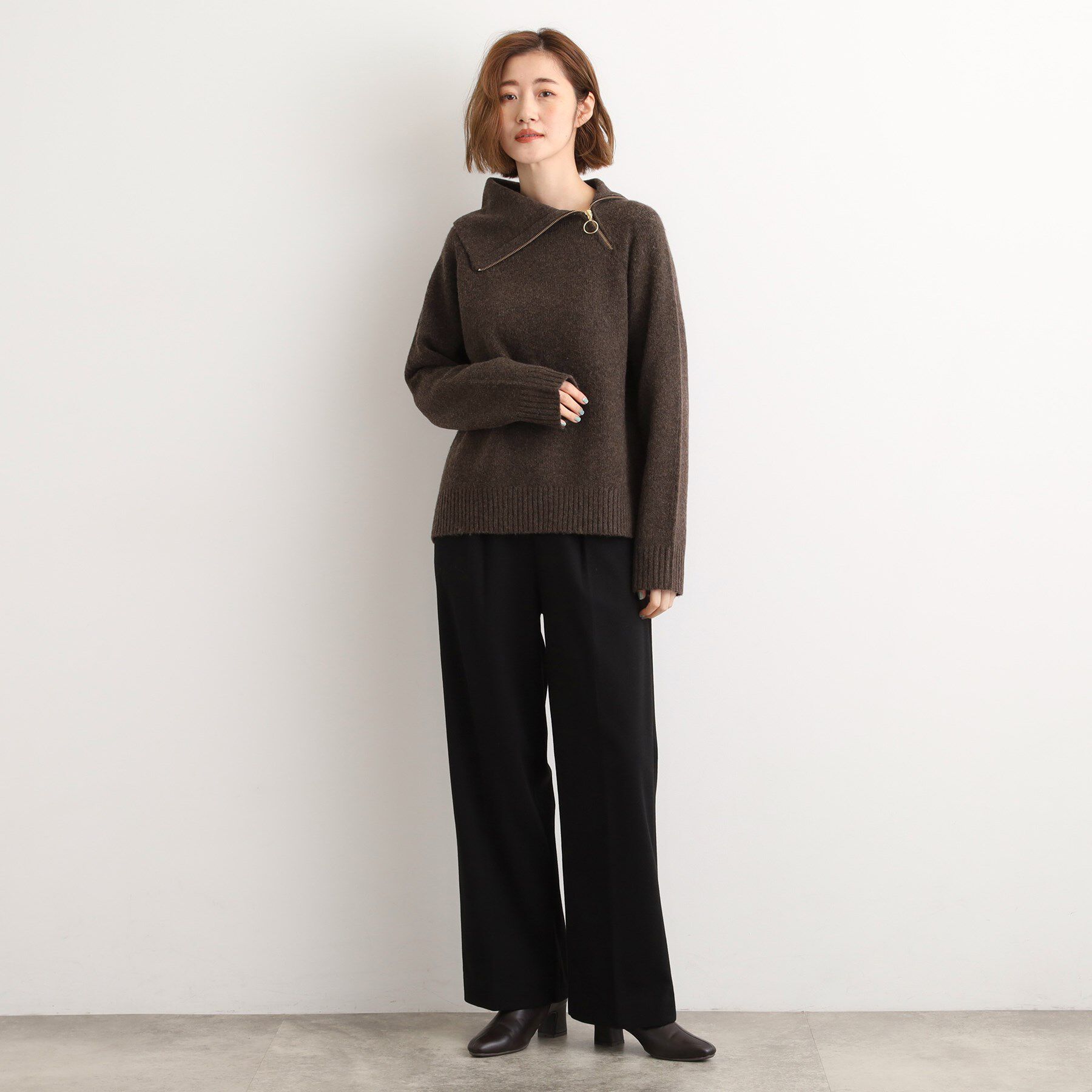 grove「サイドジップカラーニットプルオーバー」|ニット・セーター|