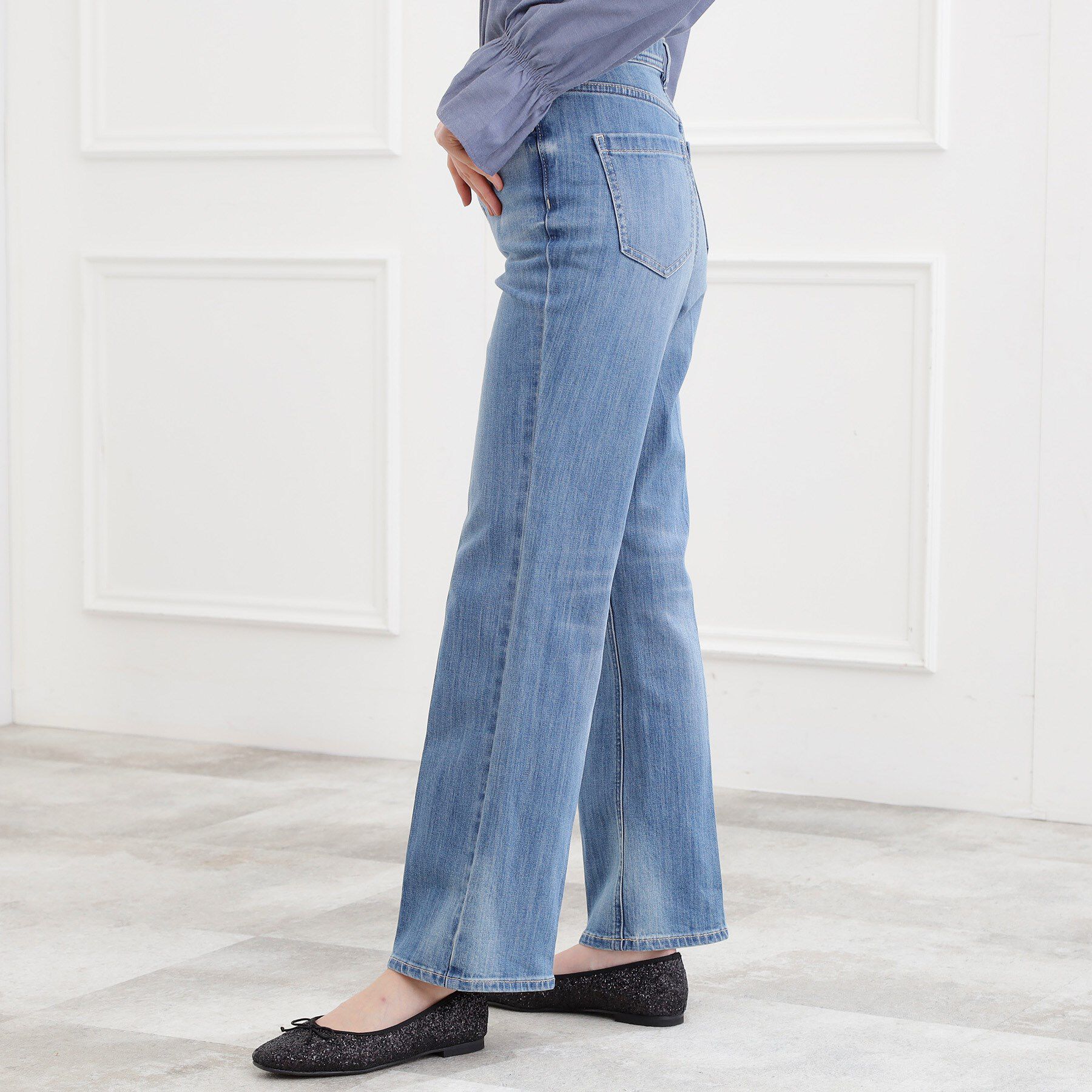 grove「【選べる着丈】美シルエットデニムソフトフレアーパンツ」|デニム|