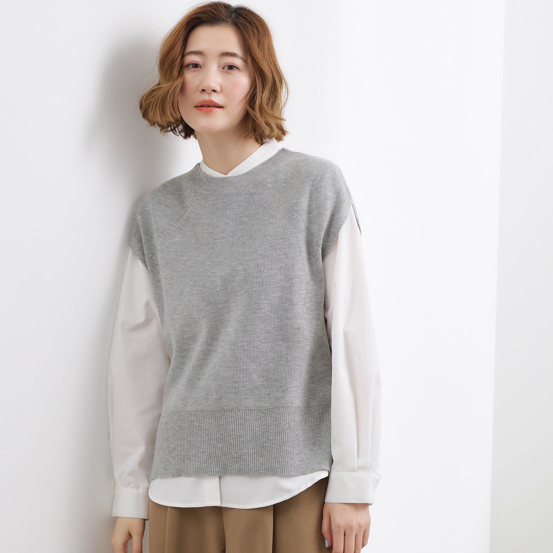 grove「ニットベスト&times;シャツSET」|シャツ・ブラウス|グレー(012)