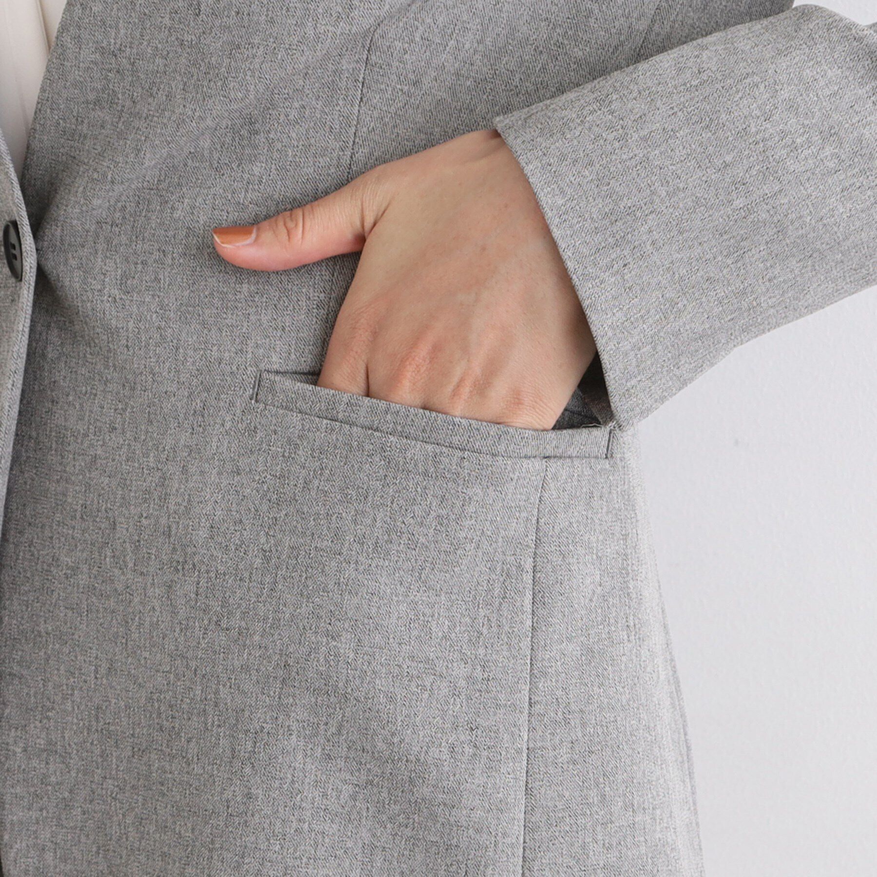 INDIVI「【定番スーツ／洗える／メランジ】ウールライクノーカラージャケット」|スーツ|