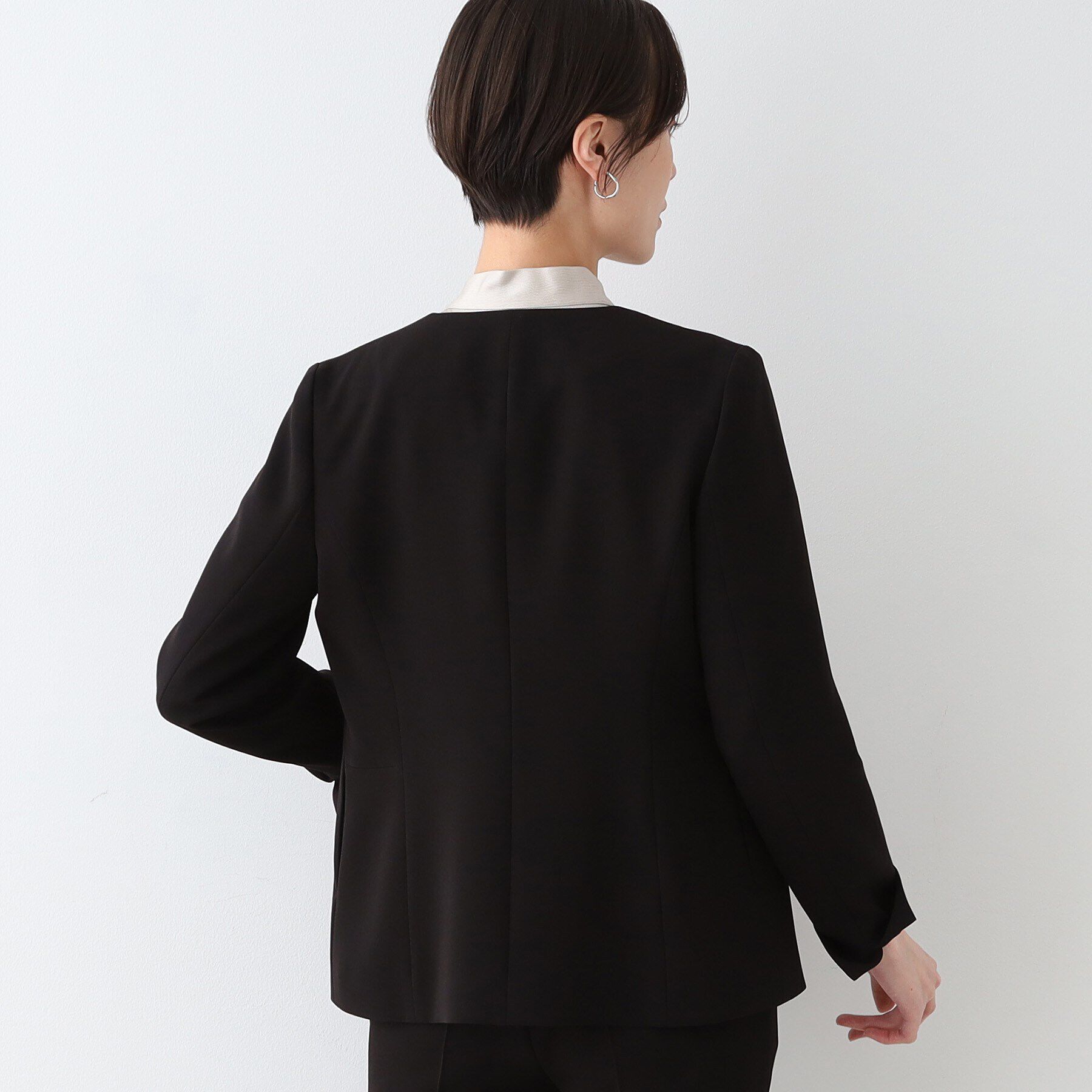INDIVI「【日本製／トリアセテート混】スタイルアップ ノーカラージャケット」|スーツ|