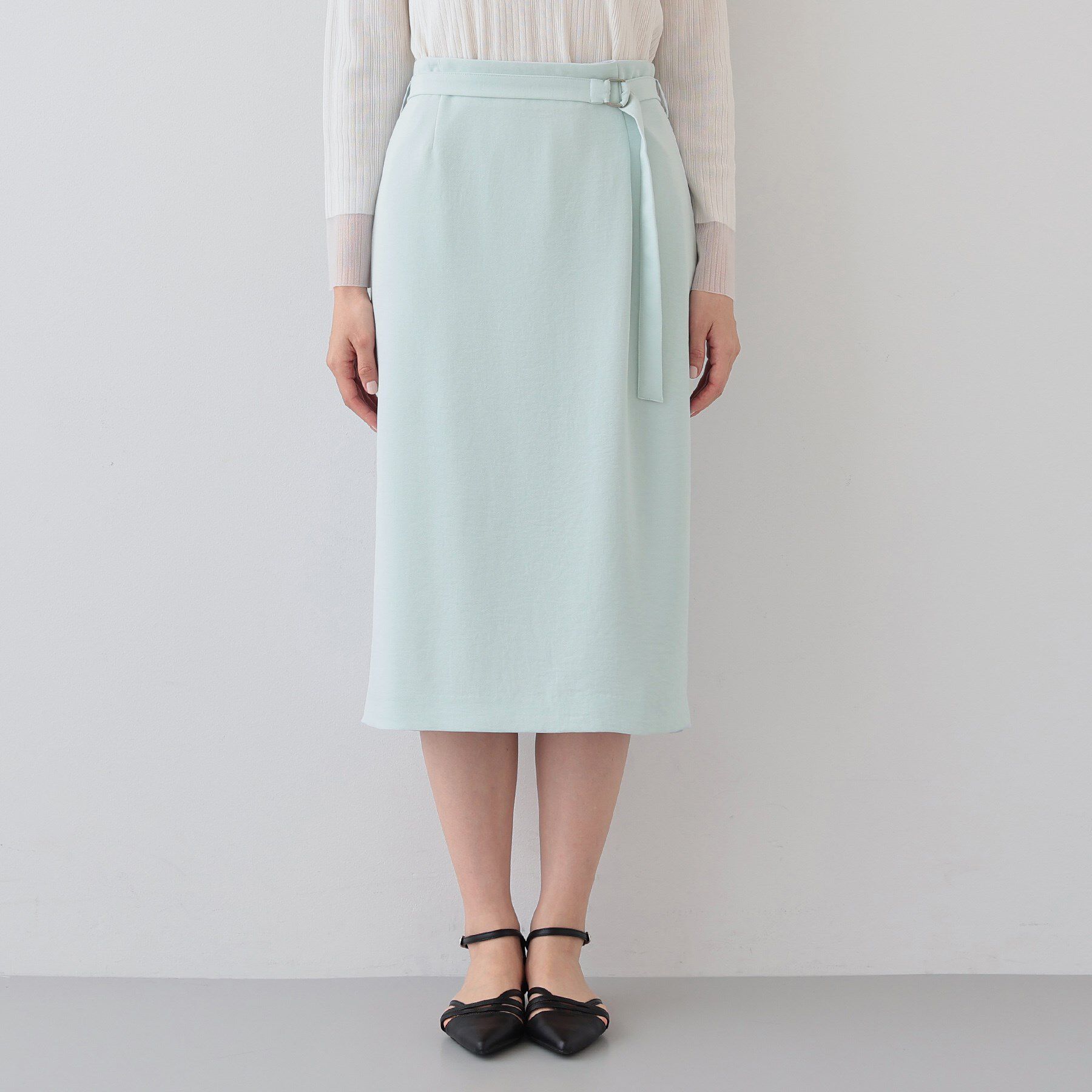 INDIVI「【着る日傘/遮熱/UVケア】ベルト付ストレートラインスカート」|スカート|