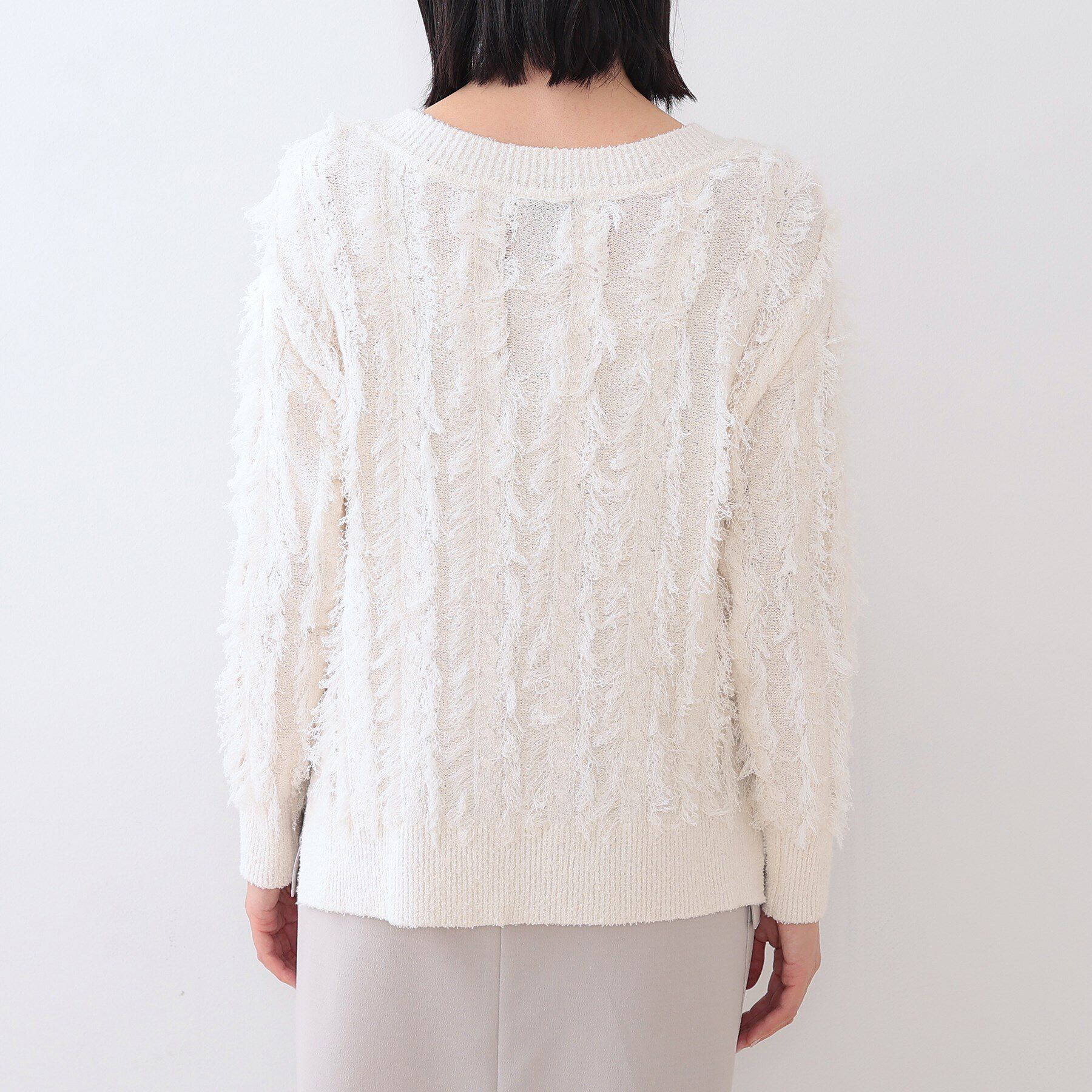 INDIVI「【洗える】フリンジ ジャカードニット」|ニット・セーター|