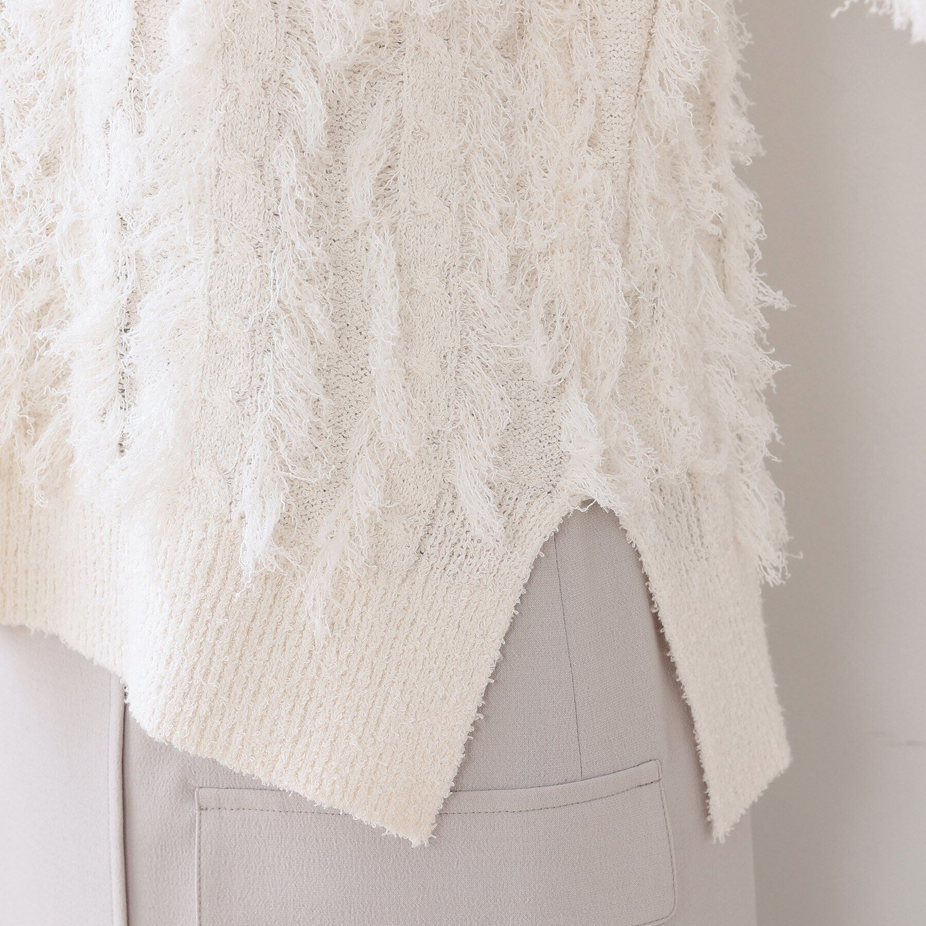 INDIVI「【洗える】フリンジ ジャカードニット」|ニット・セーター|