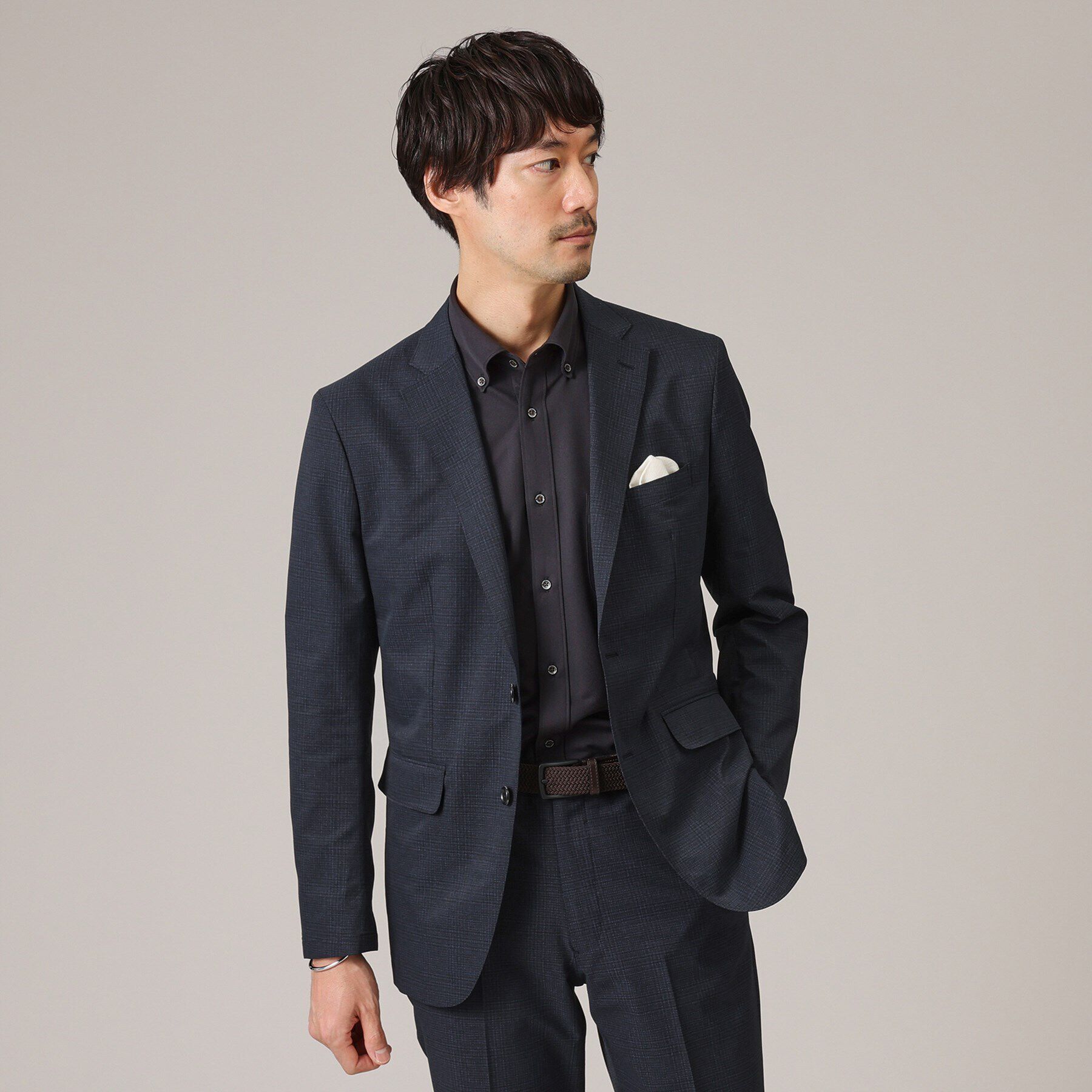 TAKEO KIKUCHI「【抗菌防臭】COOL DOTS（R）グレンチェック ジャケット」|テーラードジャケット|ブルー(293)