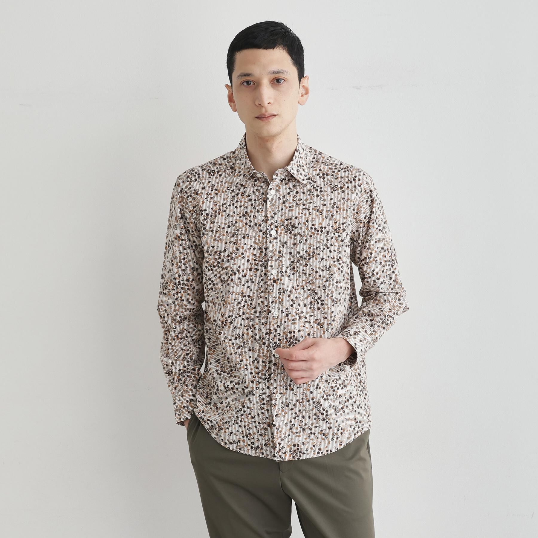 TAKEO KIKUCHI「ストライプ小花 長袖シャツ」|シャツ・ブラウス|