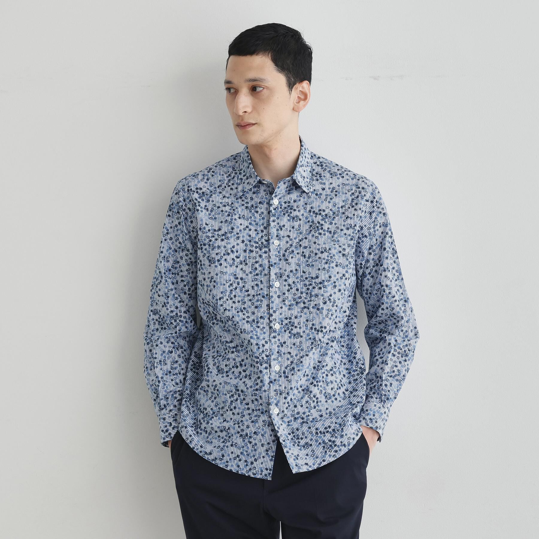 TAKEO KIKUCHI「ストライプ小花 長袖シャツ」|シャツ・ブラウス|