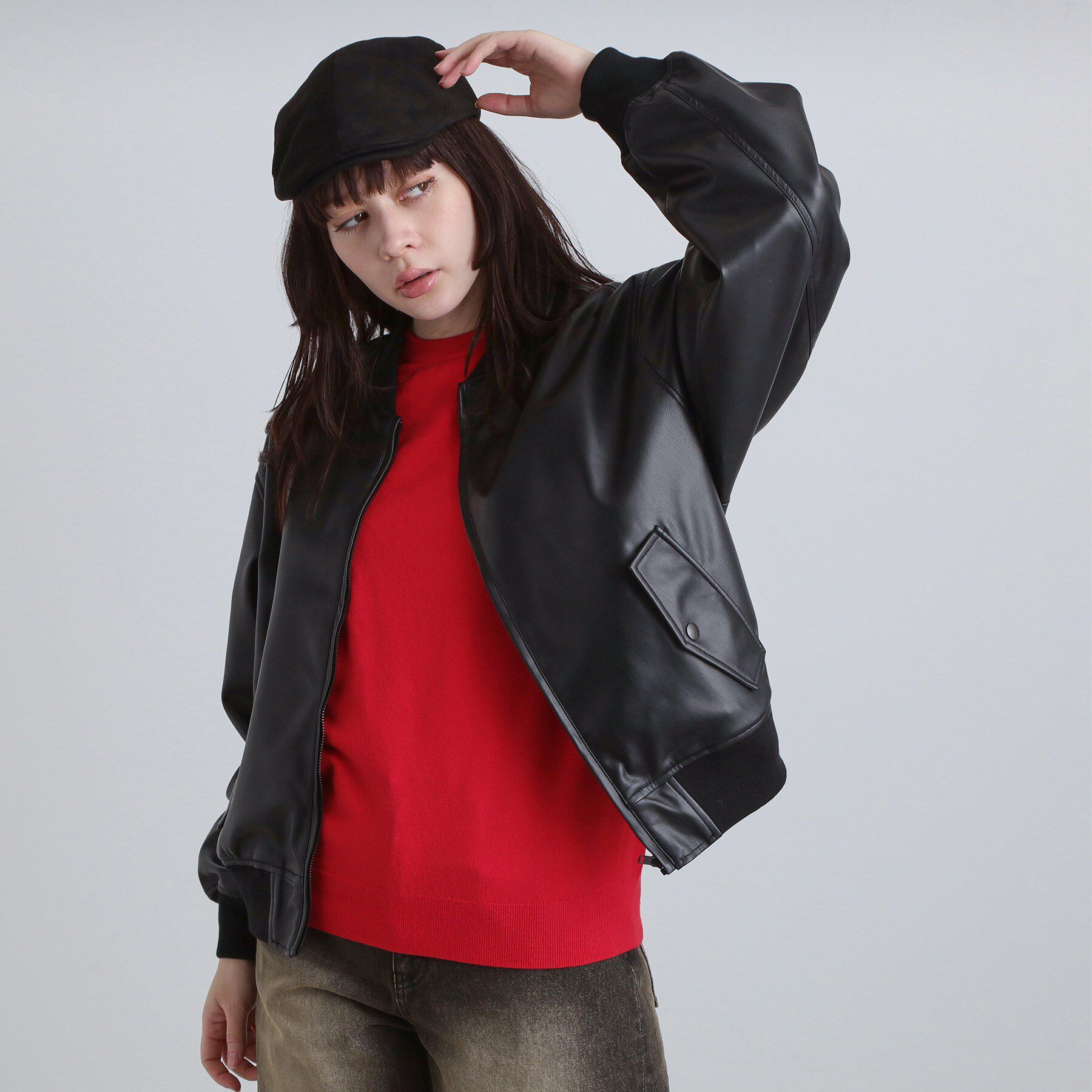 tk.TAKEO KIKUCHI「シンセティックレザー MA－1」|ブルゾン・スタジャン|