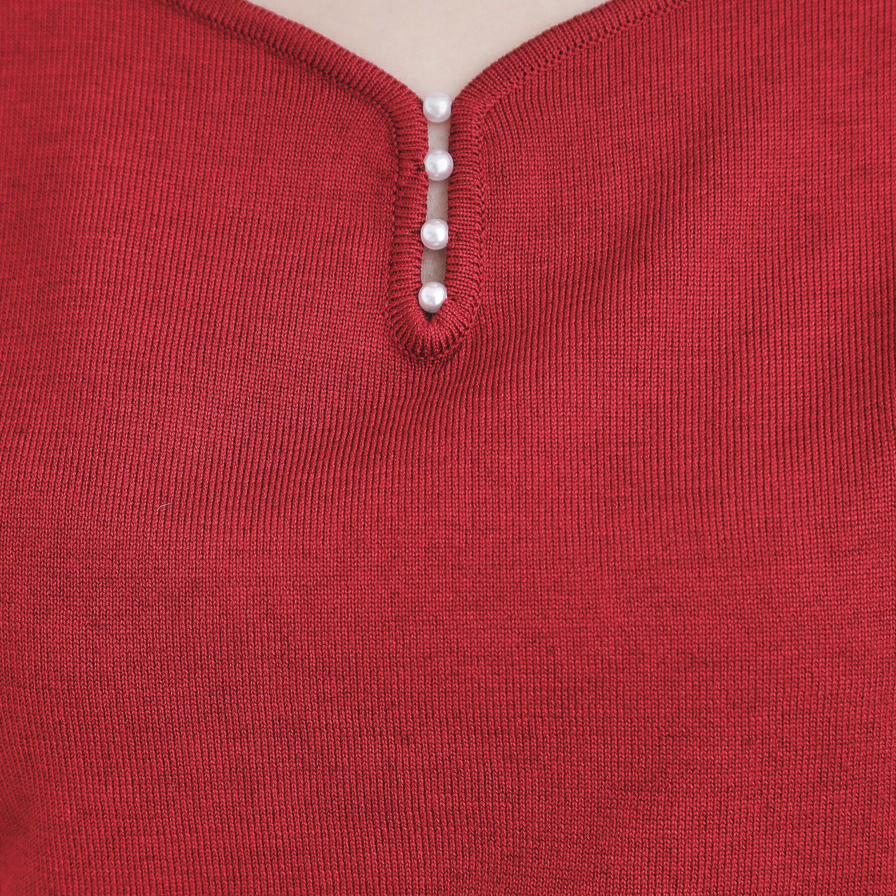 index「《5color/XS-LLsize》パール調デザインハートネックニット【洗濯機洗い可】」|ニット・セーター|