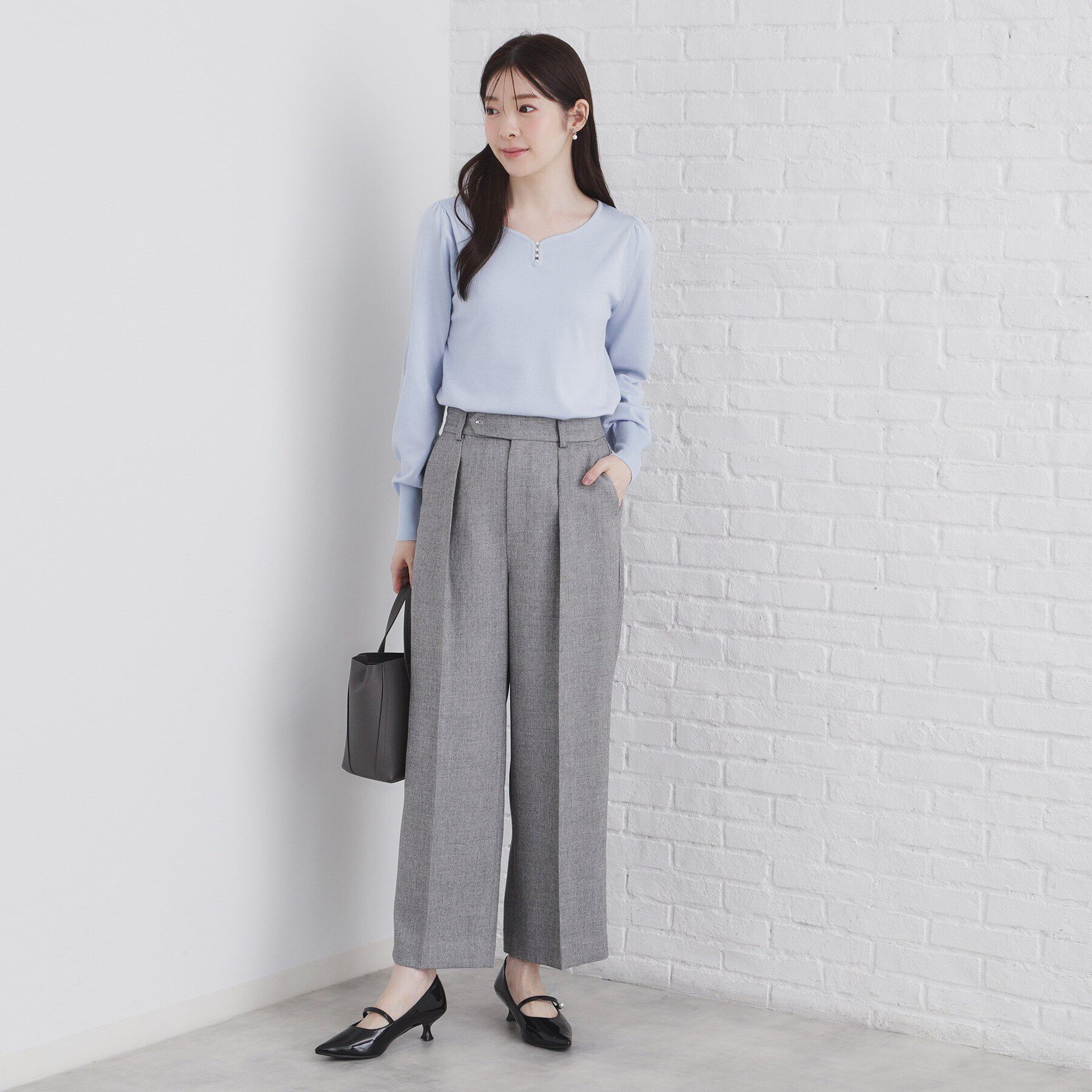 index「《5color/XS-LLsize》パール調デザインハートネックニット【洗濯機洗い可】」|ニット・セーター|