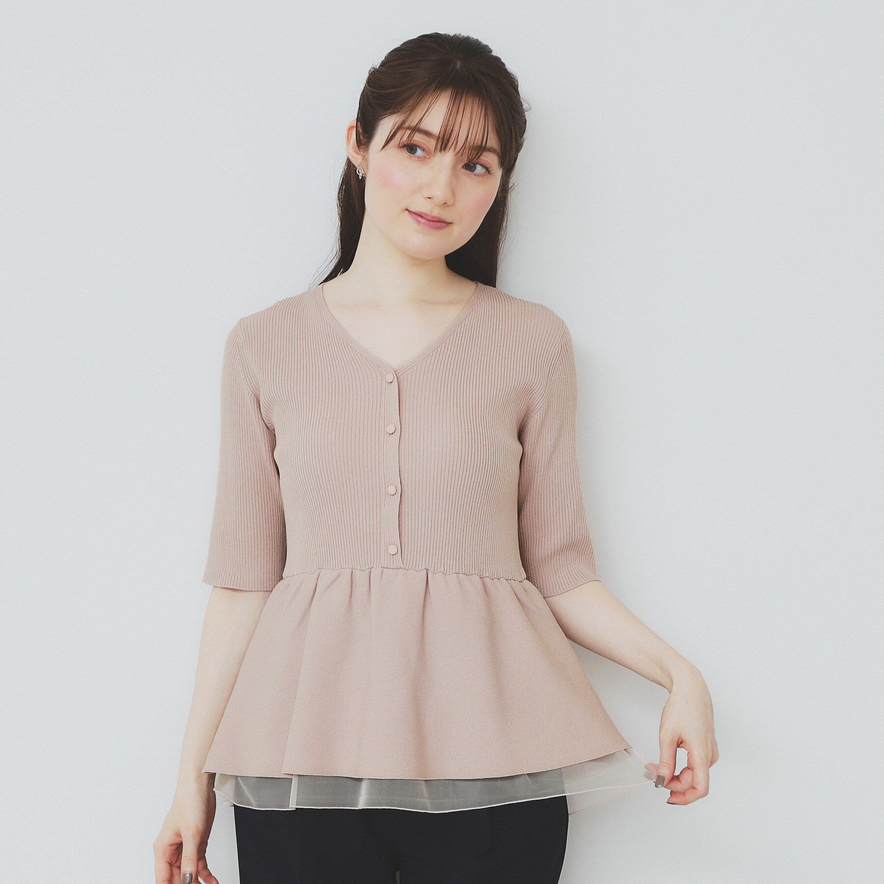 index「シアーレイヤードペプラムニット【洗濯機洗い可】」|ニット・セーター|