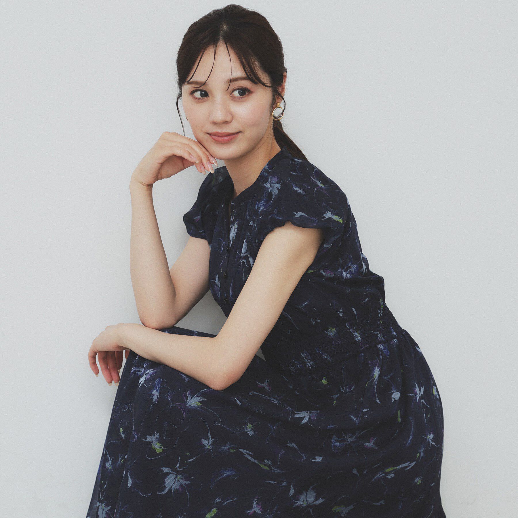 index「シアーフラワーワンピース【洗濯機洗い可】」|ワンピース|ネイビー(194)