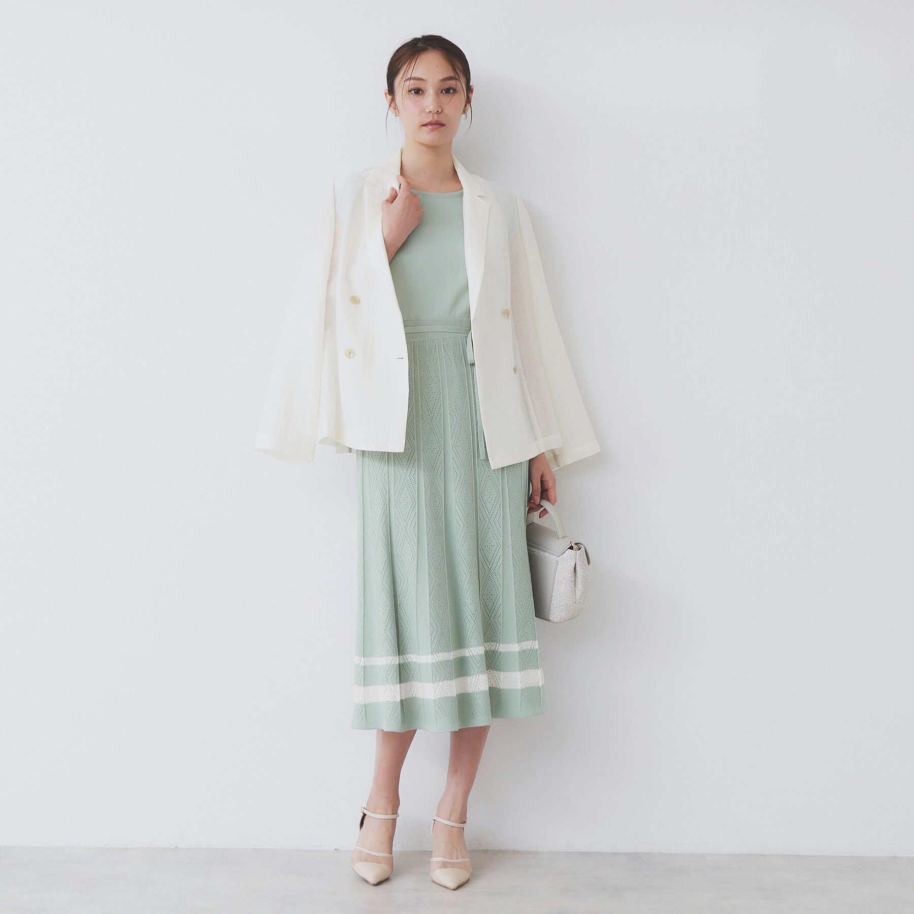 index「柄編みボーダーラインニットワンピース【洗濯機洗い可】」|ワンピース|