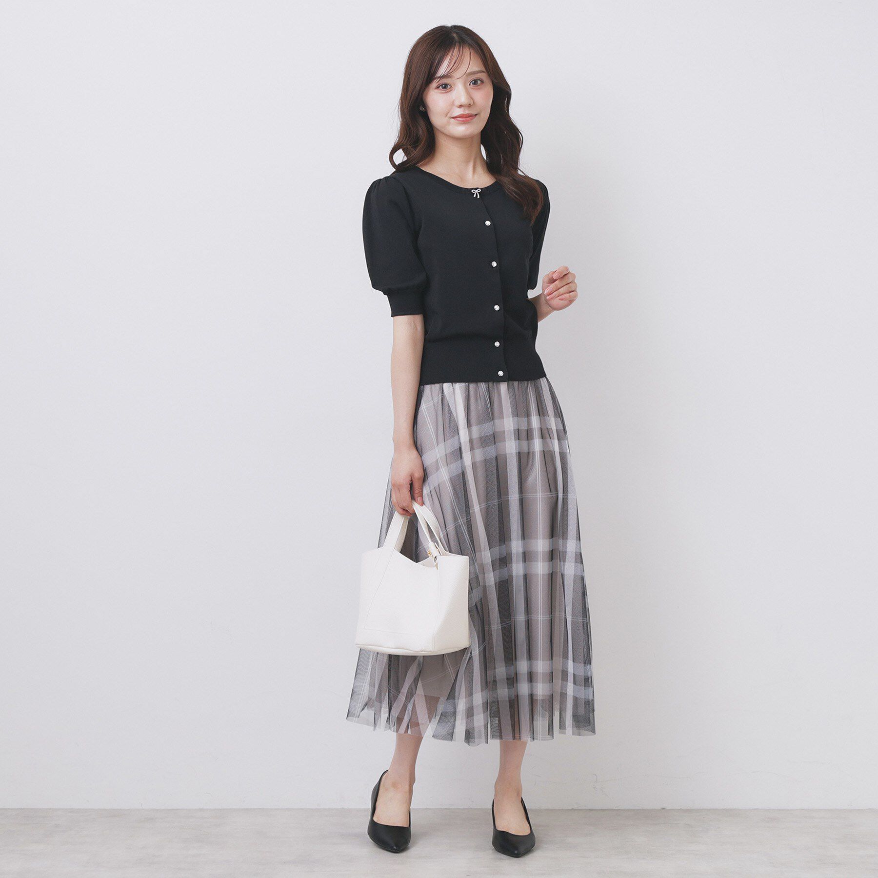 index「クルーネック半袖カーディガン【洗濯機洗い可/抗ピル/UVケア】」|カーディガン|