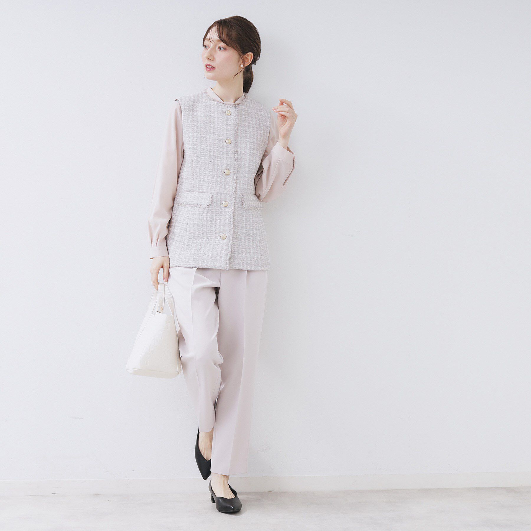 index「ファンシーツイードペプラムジレ【洗える】」|ベスト・ジレ|