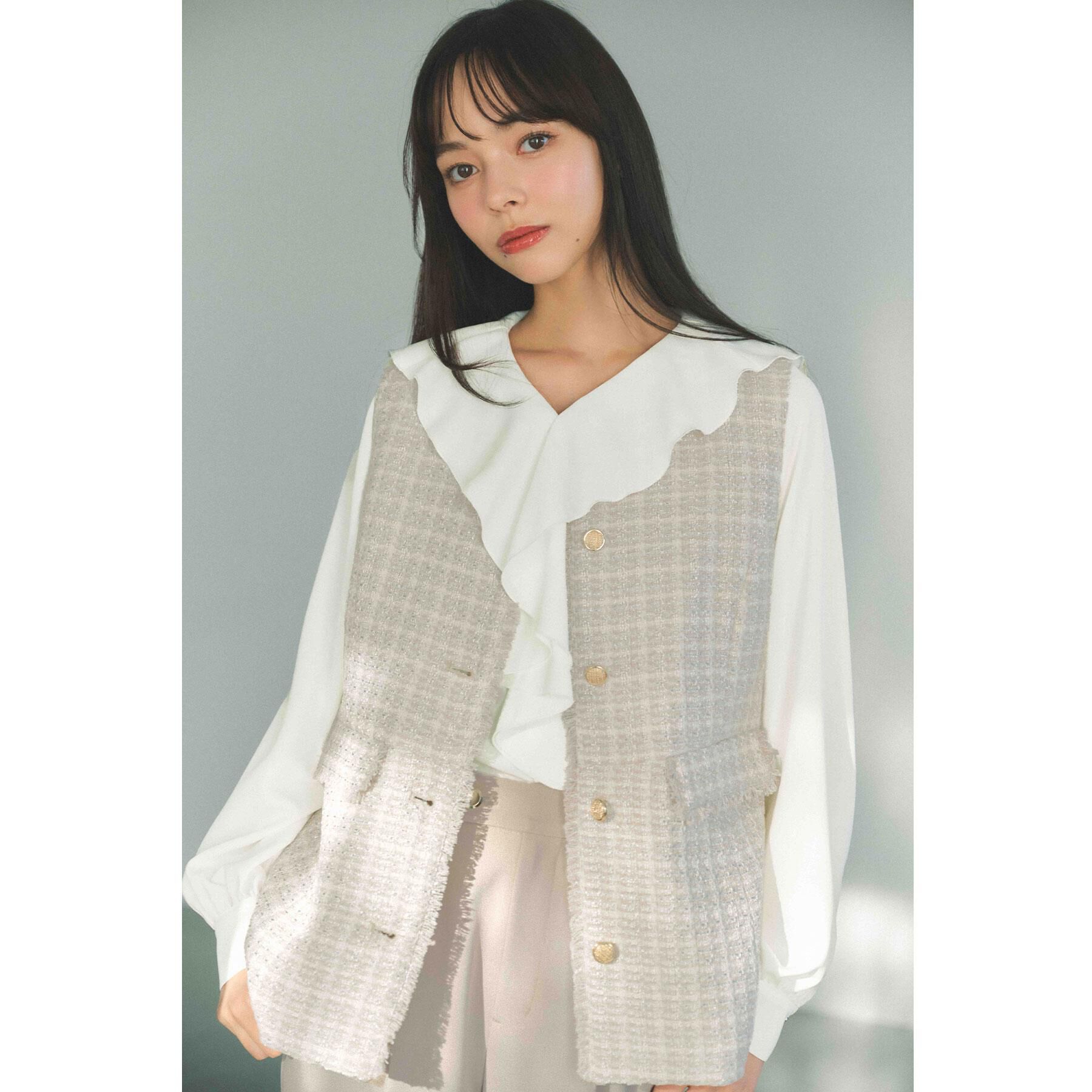 index「ファンシーツイードペプラムジレ【洗える】」|ベスト・ジレ|