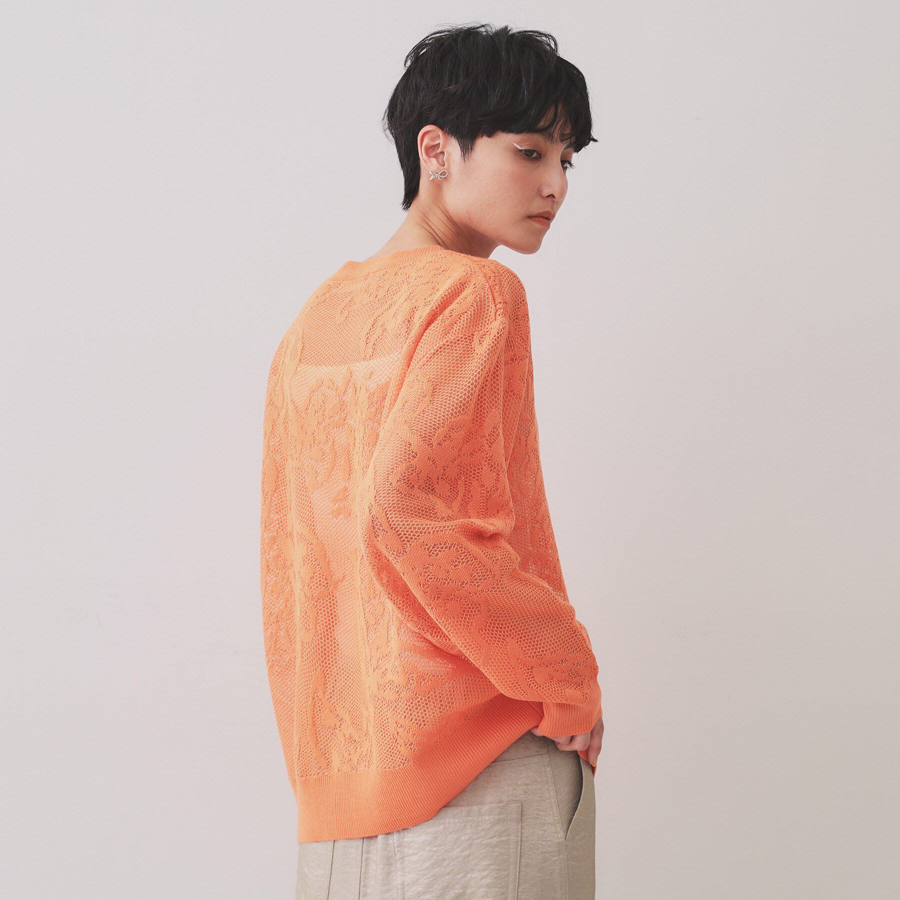 OPAQUE.CLIP「フワラー柄シアーメッシュニット【洗濯機洗い可】」|ニット・セーター|