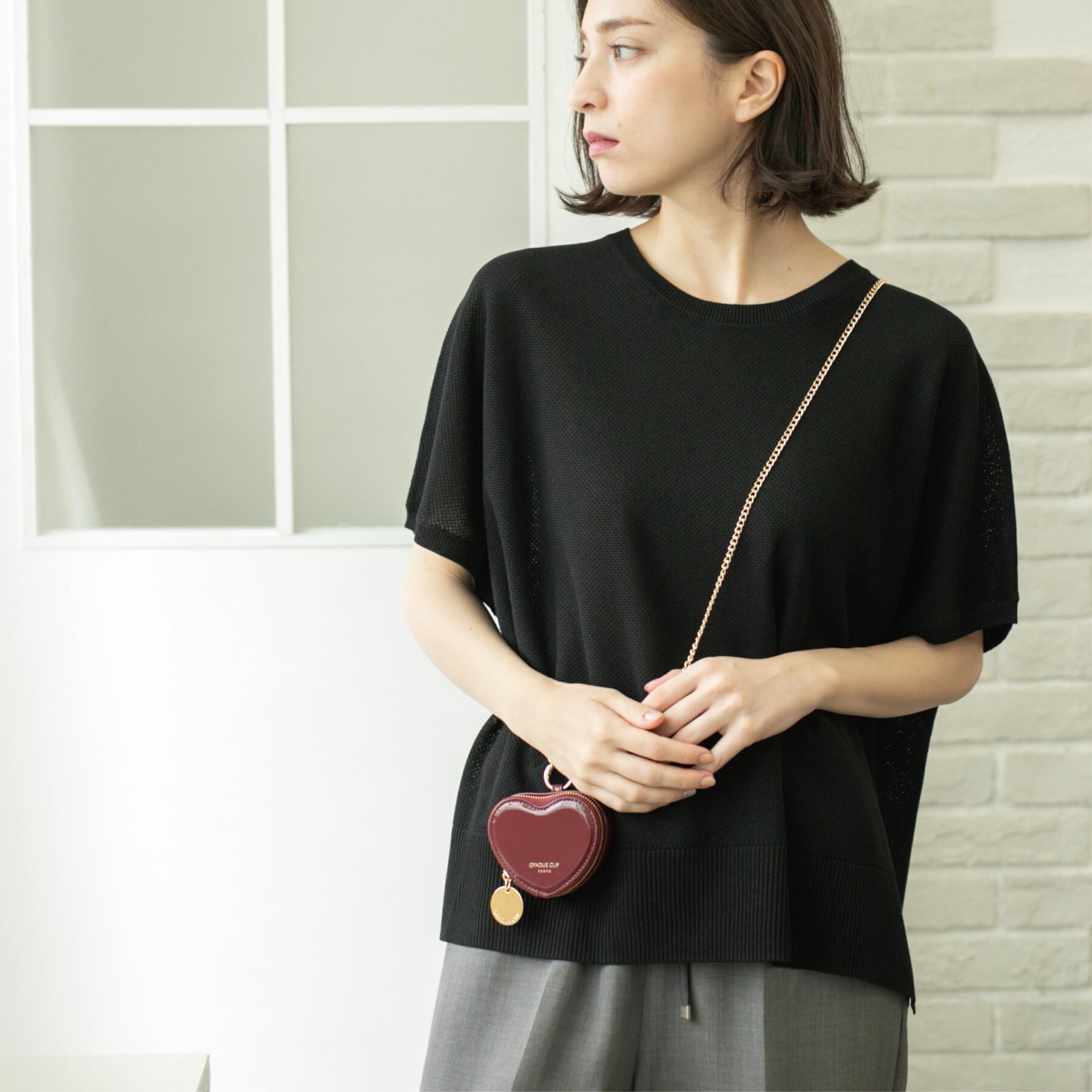 OPAQUE.CLIP「《5色展開/S-LLサイズ》リラクシーメッシュニット【洗濯機洗い可】」|ニット・セーター|ブラック(019)