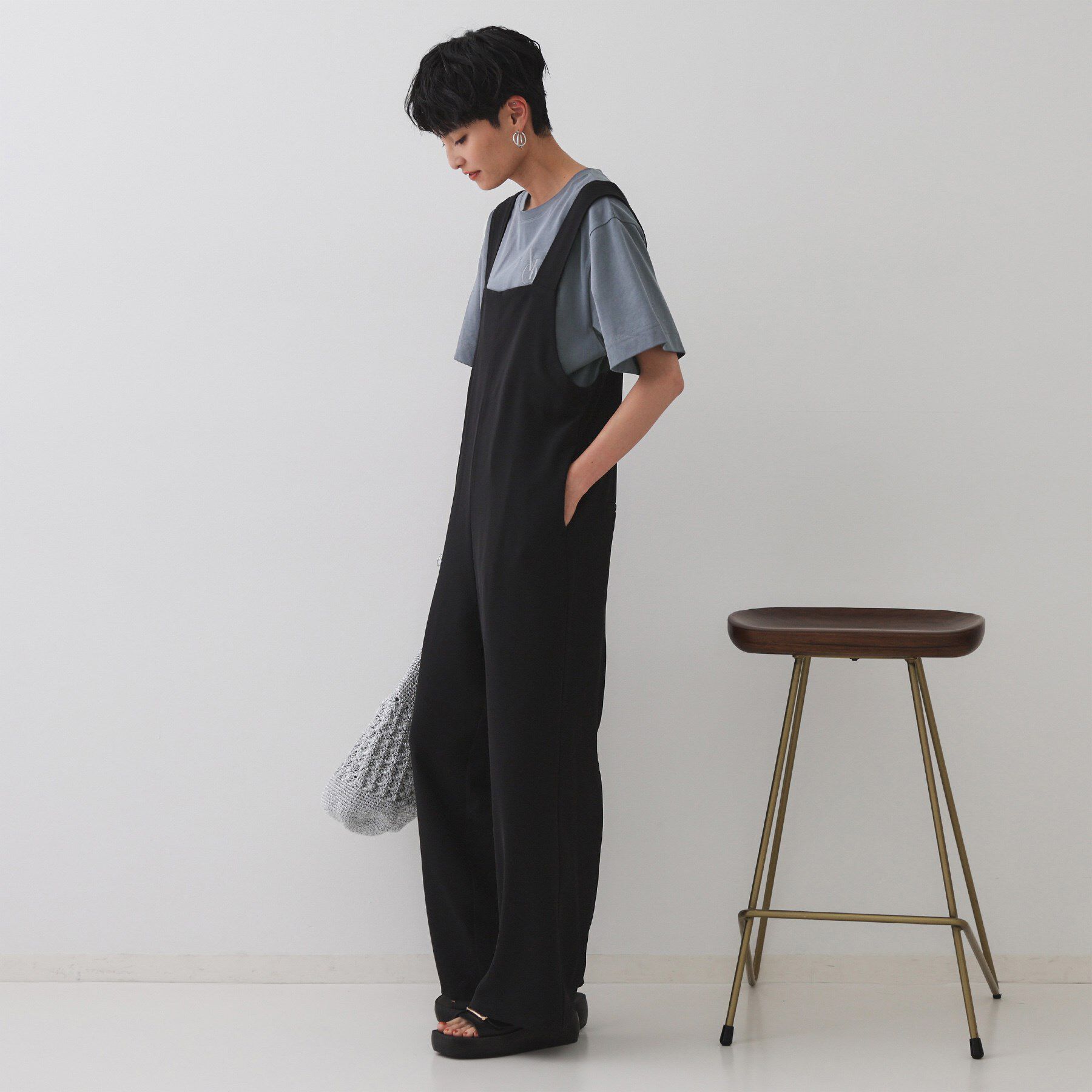 OPAQUE.CLIP「刺繍ロゴワイドシルエットTシャツ【洗濯機洗い可】」|Tシャツ・カットソー|