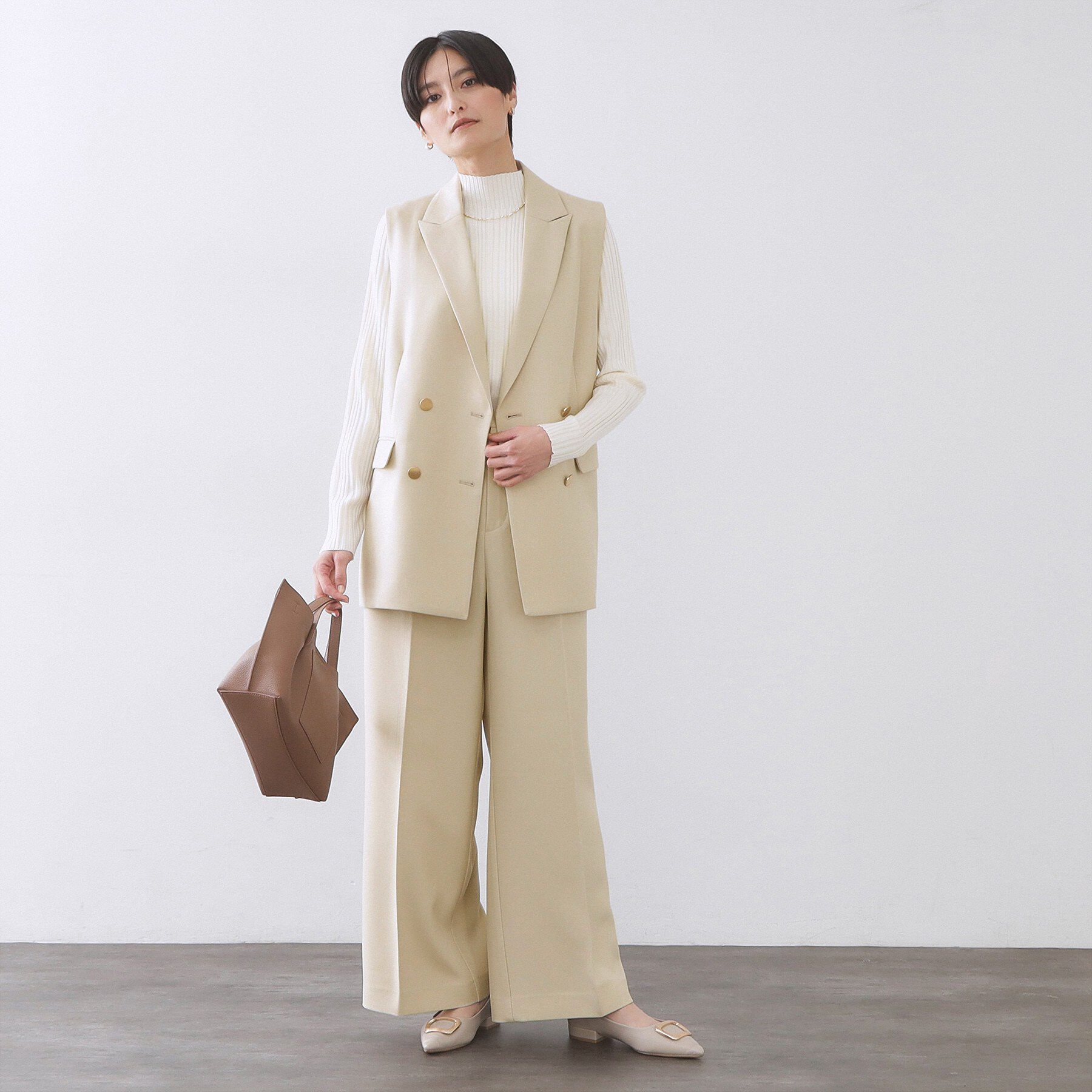 OPAQUE.CLIP「金ボタンダブルブレストテーラードジレ/セットアップ対応【洗える】《S～LL》」|ベスト・ジレ|