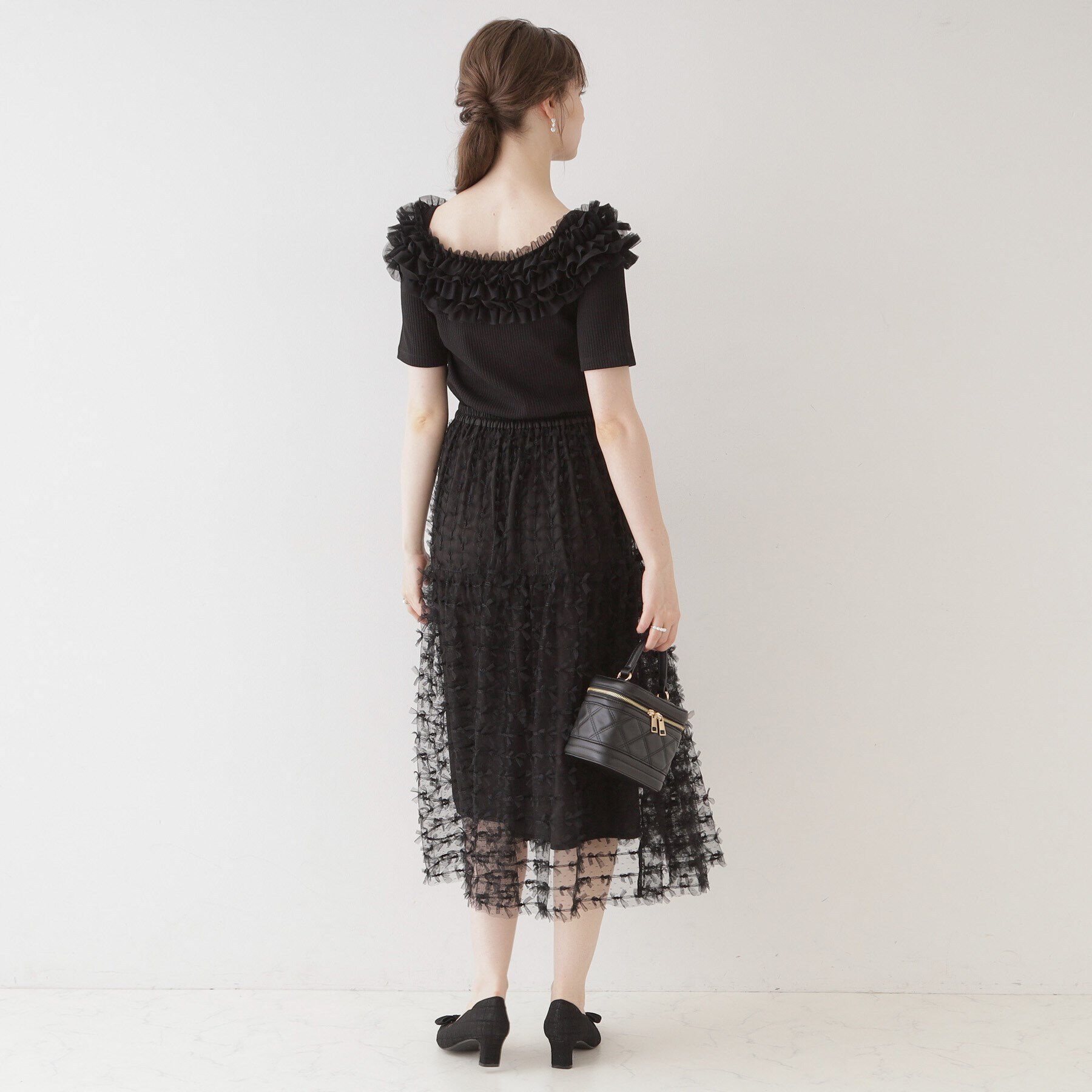 Couture broach「【アンチピリング・マシンウォッシャブル・オトナ可愛い】チュールフリルテレコトップス」|Tシャツ・カットソー|