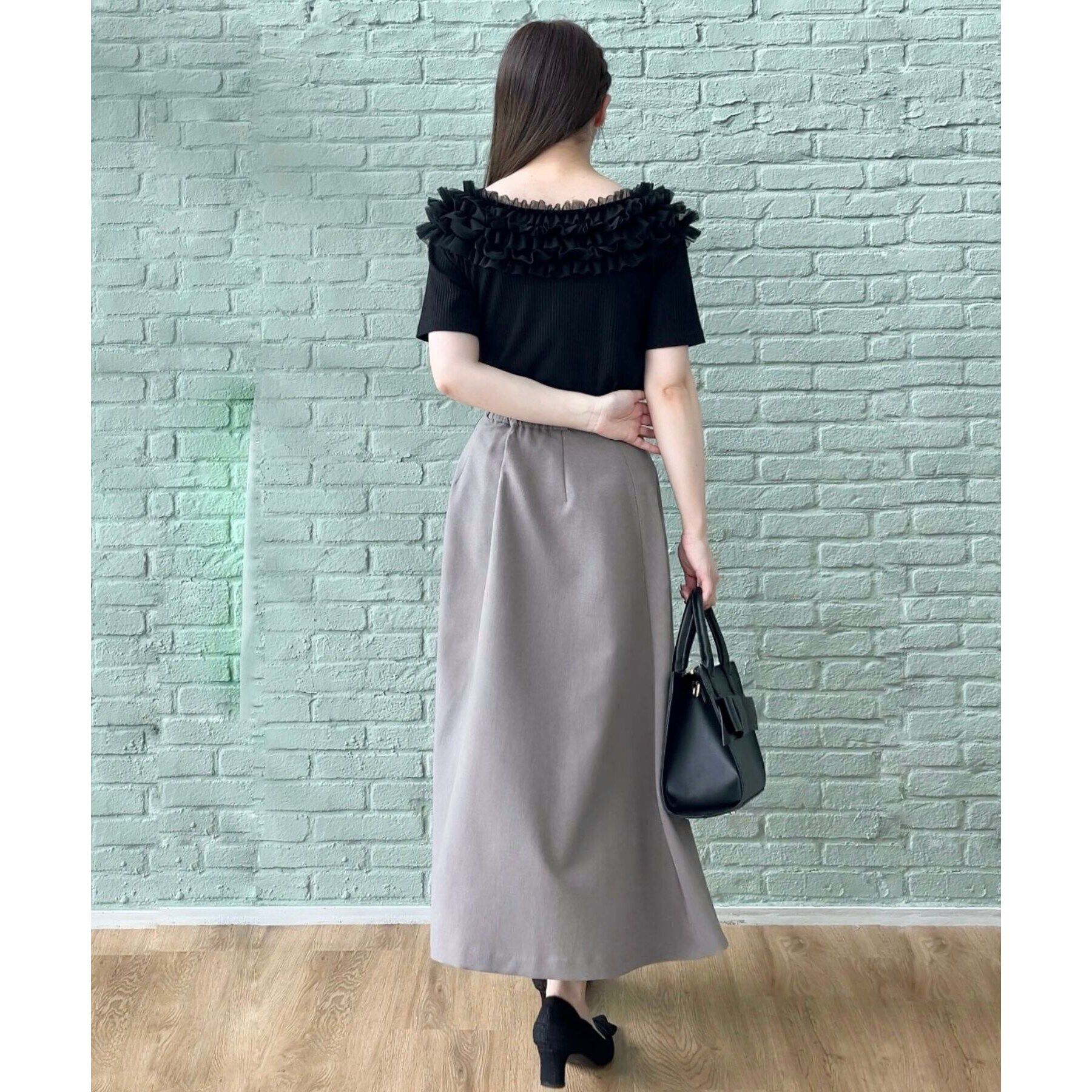 Couture broach「【アンチピリング・マシンウォッシャブル・オトナ可愛い】チュールフリルテレコトップス」|Tシャツ・カットソー|