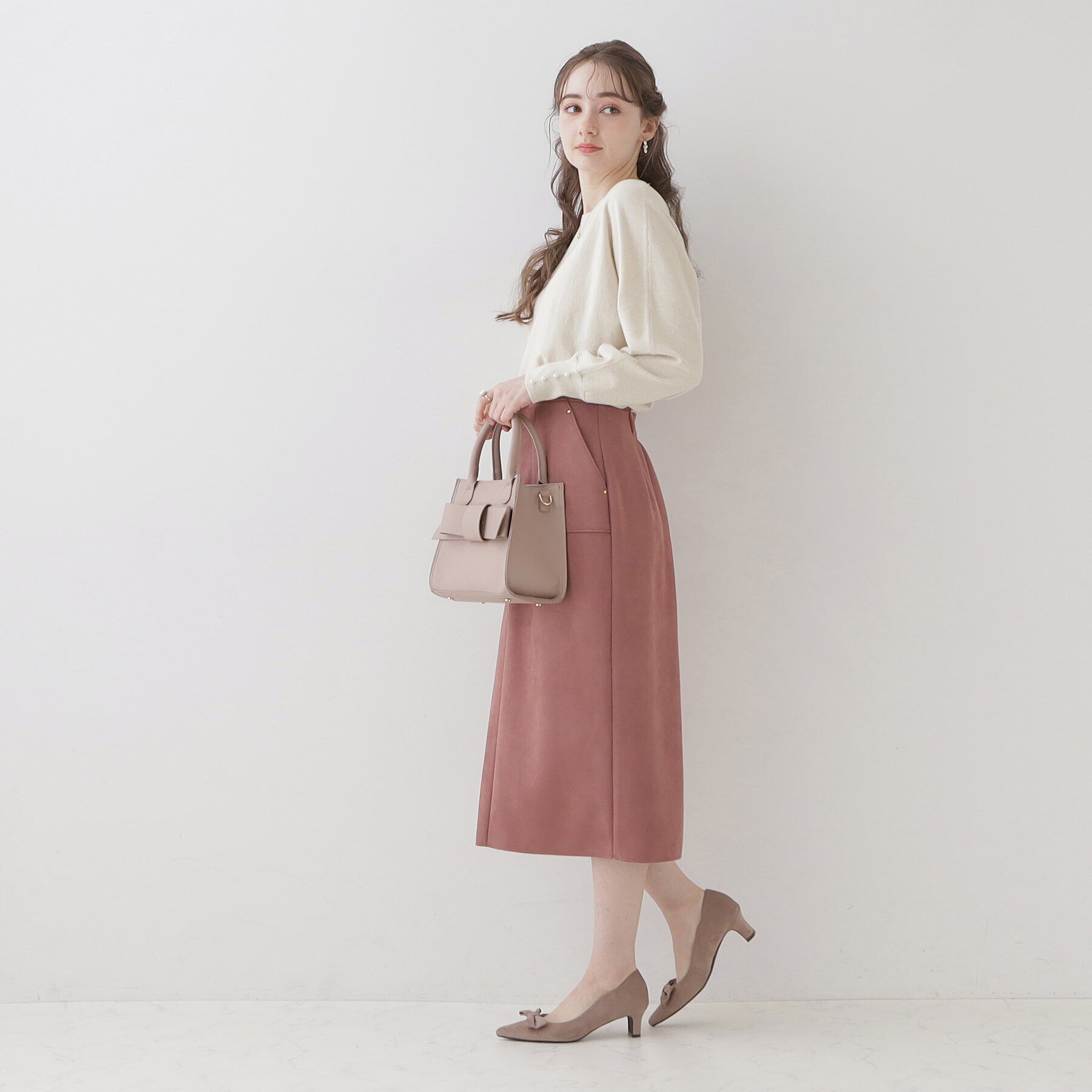 Couture broach「【美シルエットニット】リボン2WAYフェイクパール袖ドルマンニット」|ニット・セーター|