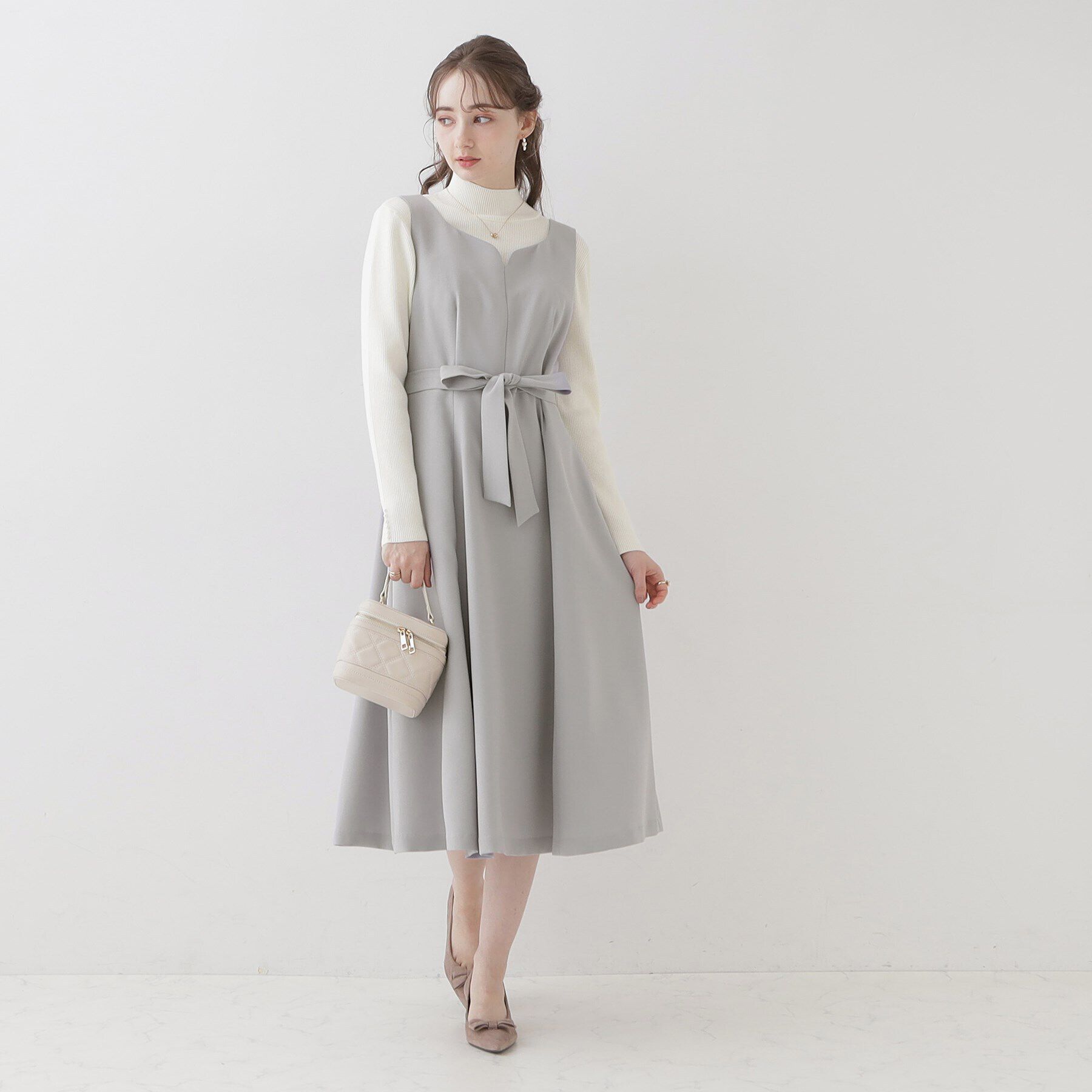 Couture broach「【美シルエット・ほろ甘ジャンスカ】フィット＆フレアージャンスカ」|ワンピース|