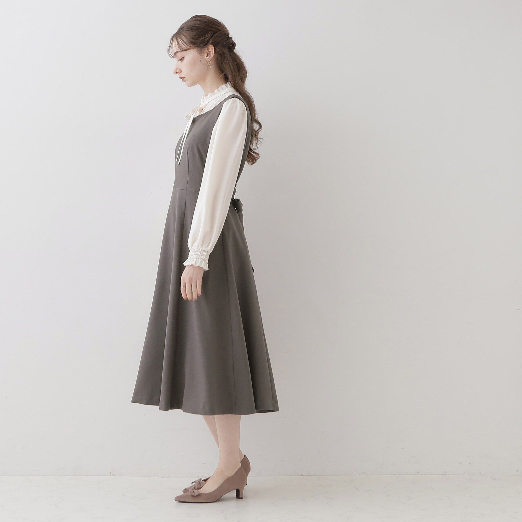 Couture broach「【美シルエット・ほろ甘ジャンスカ】フィット＆フレアージャンスカ」|ワンピース|