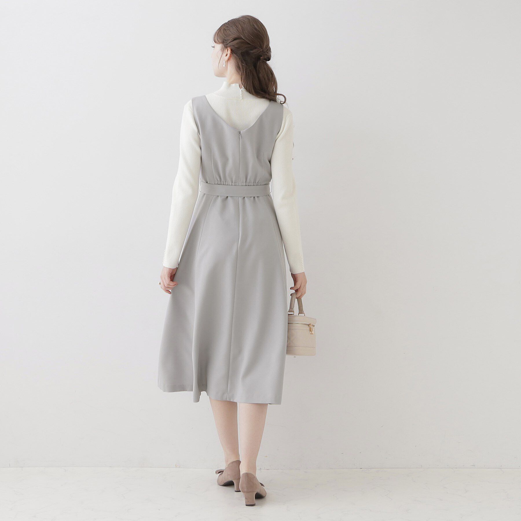 Couture broach「【美シルエット・ほろ甘ジャンスカ】フィット＆フレアージャンスカ」|ワンピース|